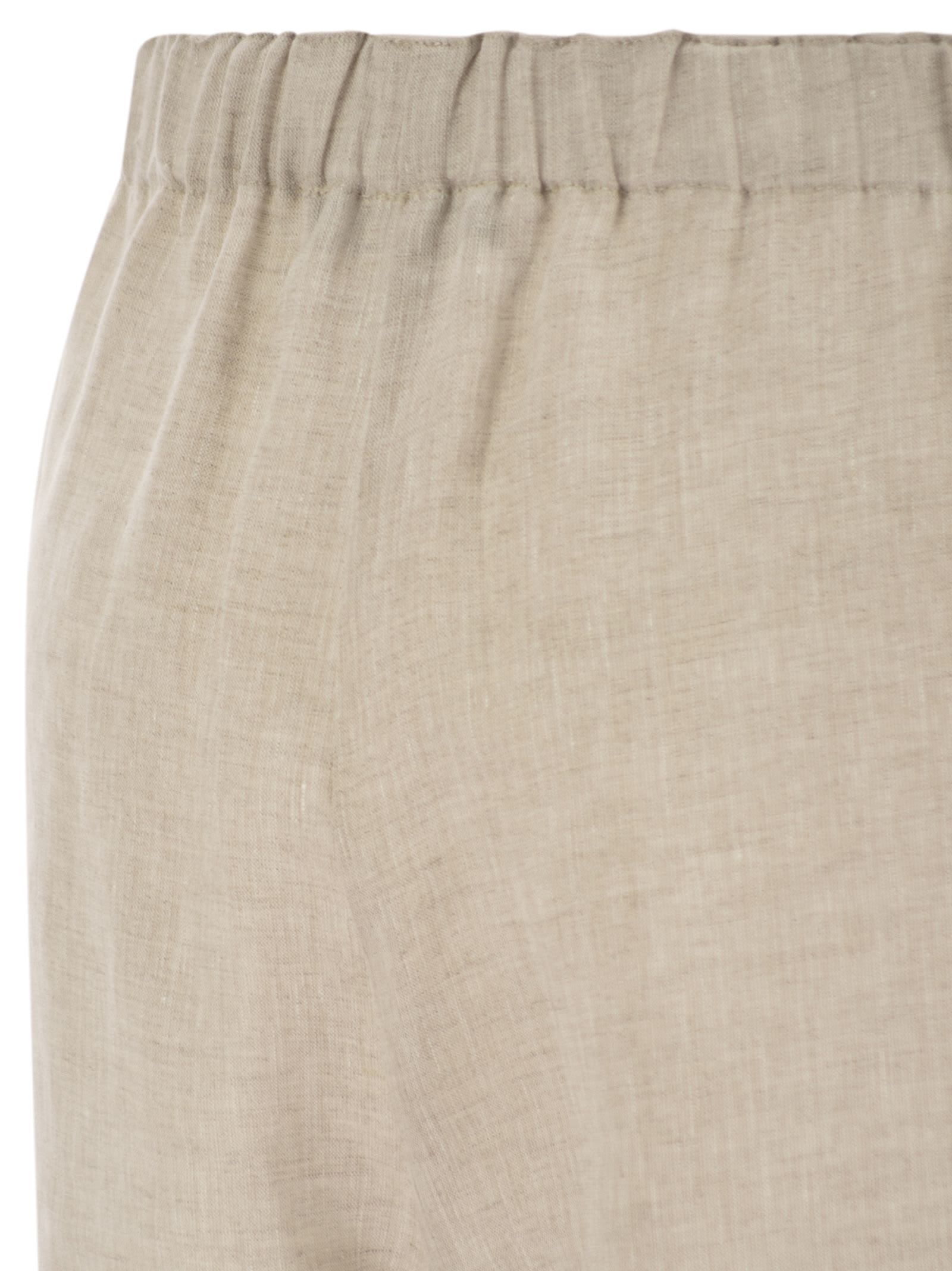 Shop Fabiana Filippi Linen Trousers In Greige