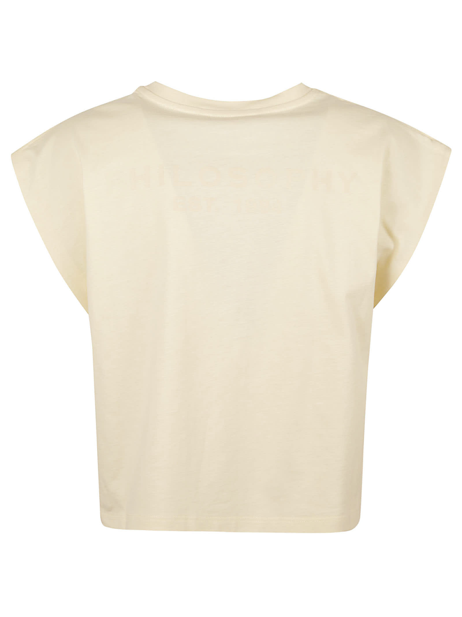 Shop Philosophy Di Lorenzo Serafini Rhinestone Embellished Sleeveless T-shirt In Fantasy Avorio