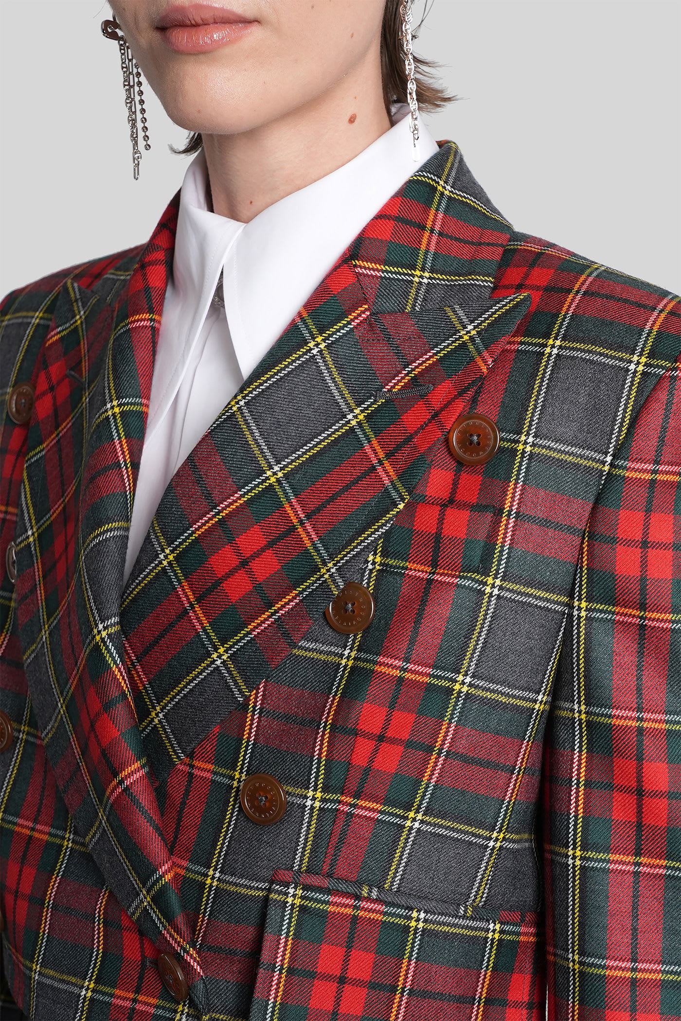 Vivienne Westwood Structured Plaid Peak Lapel Blazer In Multi