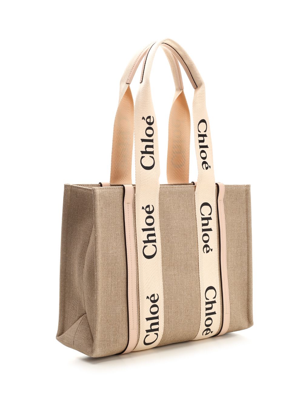 Shop Chloé Medium Woody Tote Bag In Powder