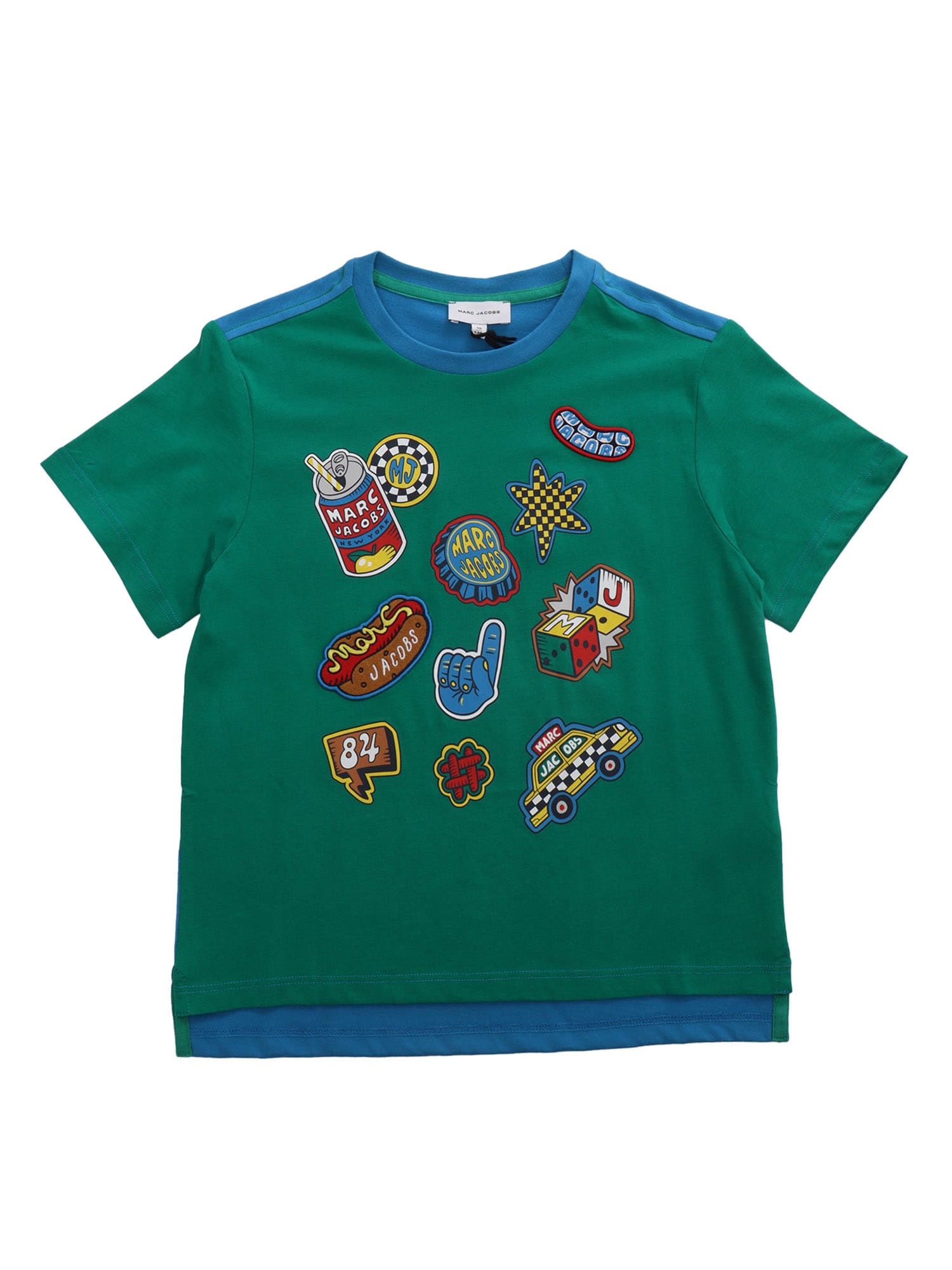 Little Marc Jacobs Kids' Print And Embroidery T-shirt In Green