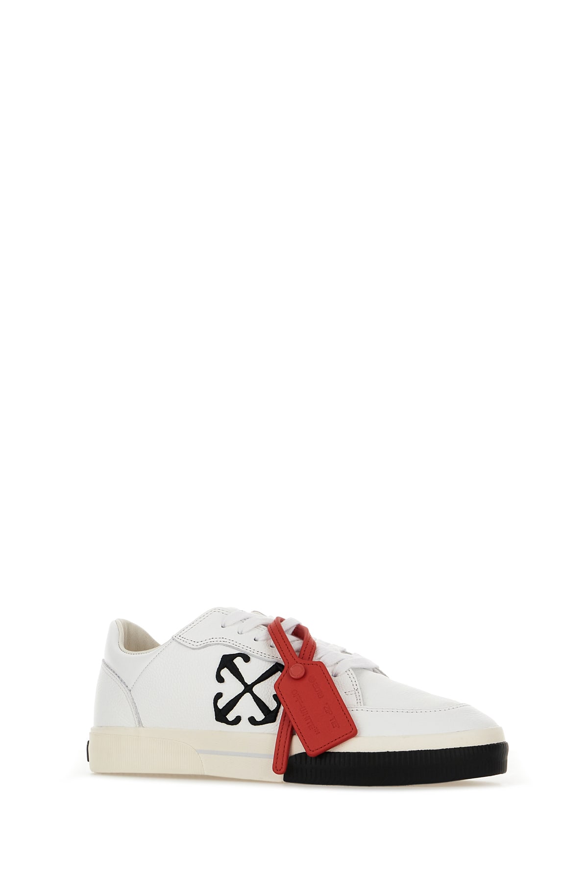 Shop Off-white White Leather Vulcanized Sneakers In White Black