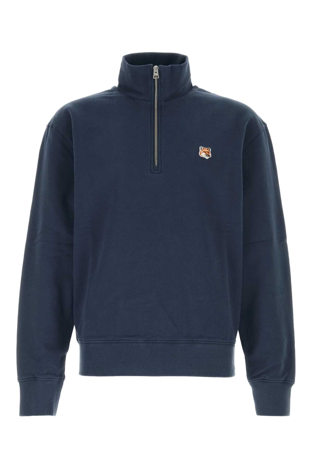 Shop Maison Kitsuné Navy Blue Cotton Sweatshirt In Inkblue