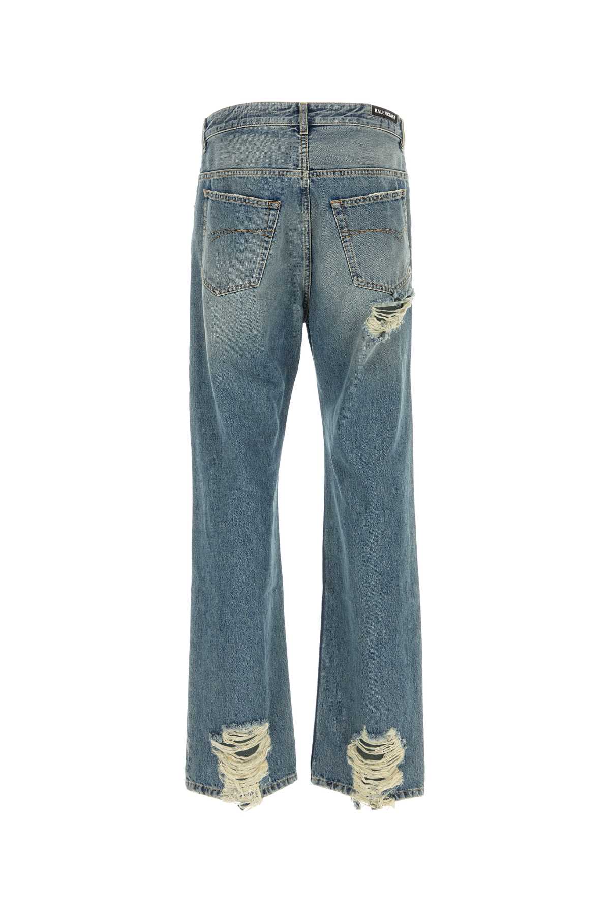 Shop Balenciaga Denim Jeans In Sunbleachedblue