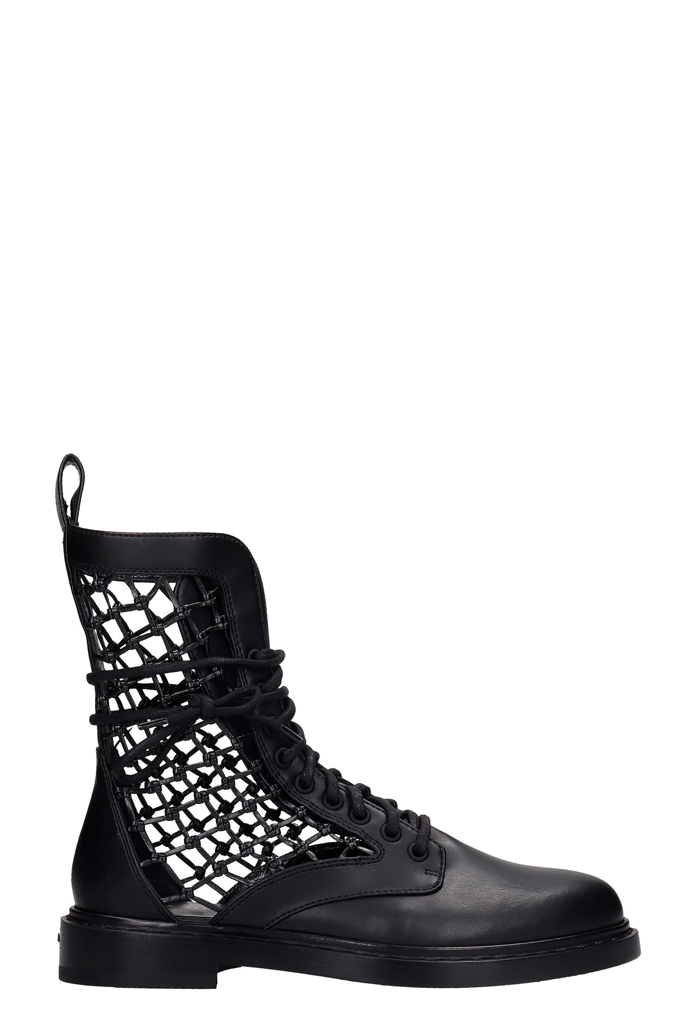 Le Silla Vanessa Combat Boots In Black Leather
