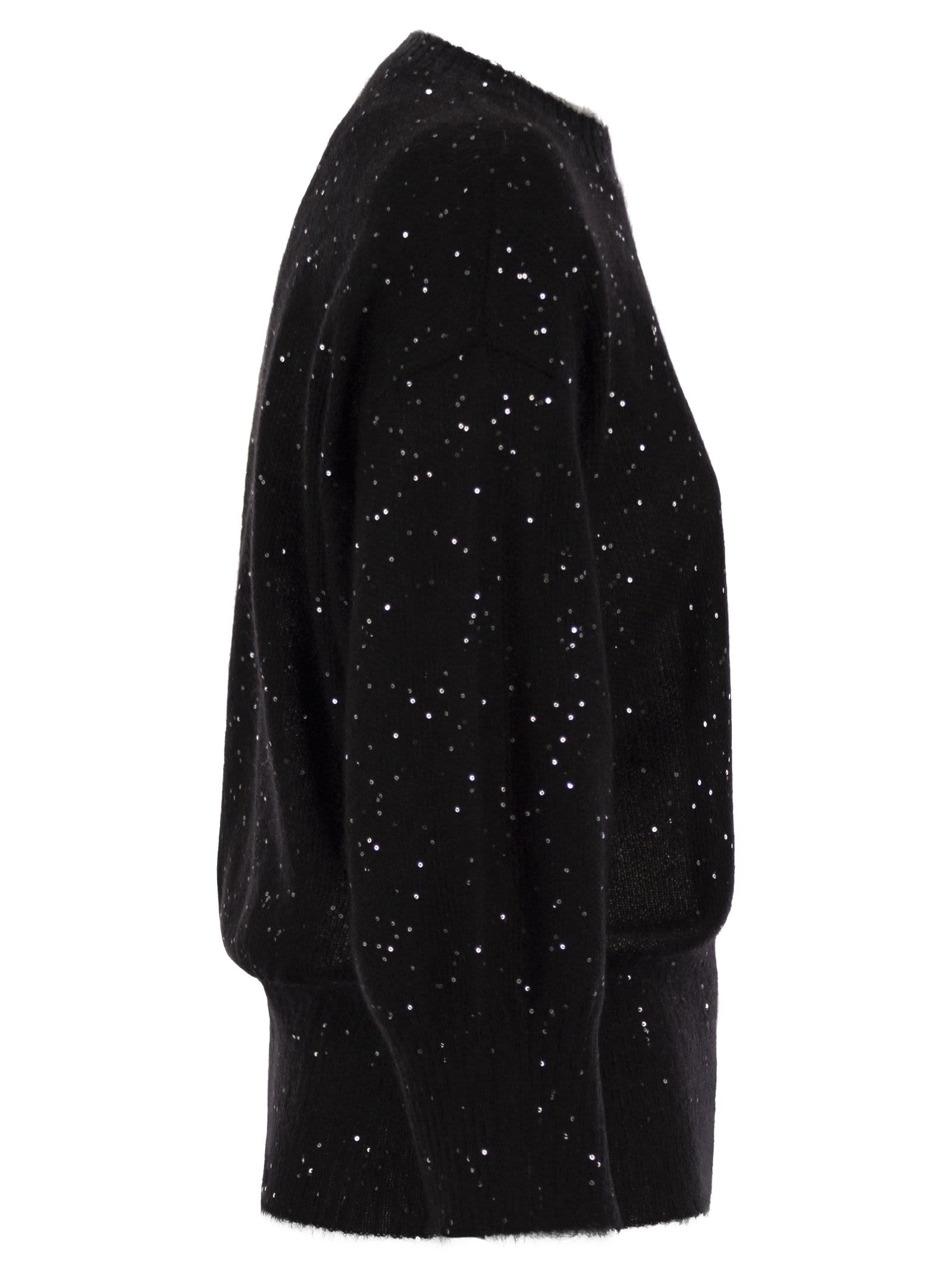 Fabiana Filippi Mohair Sweater With Micro Sequins In Black