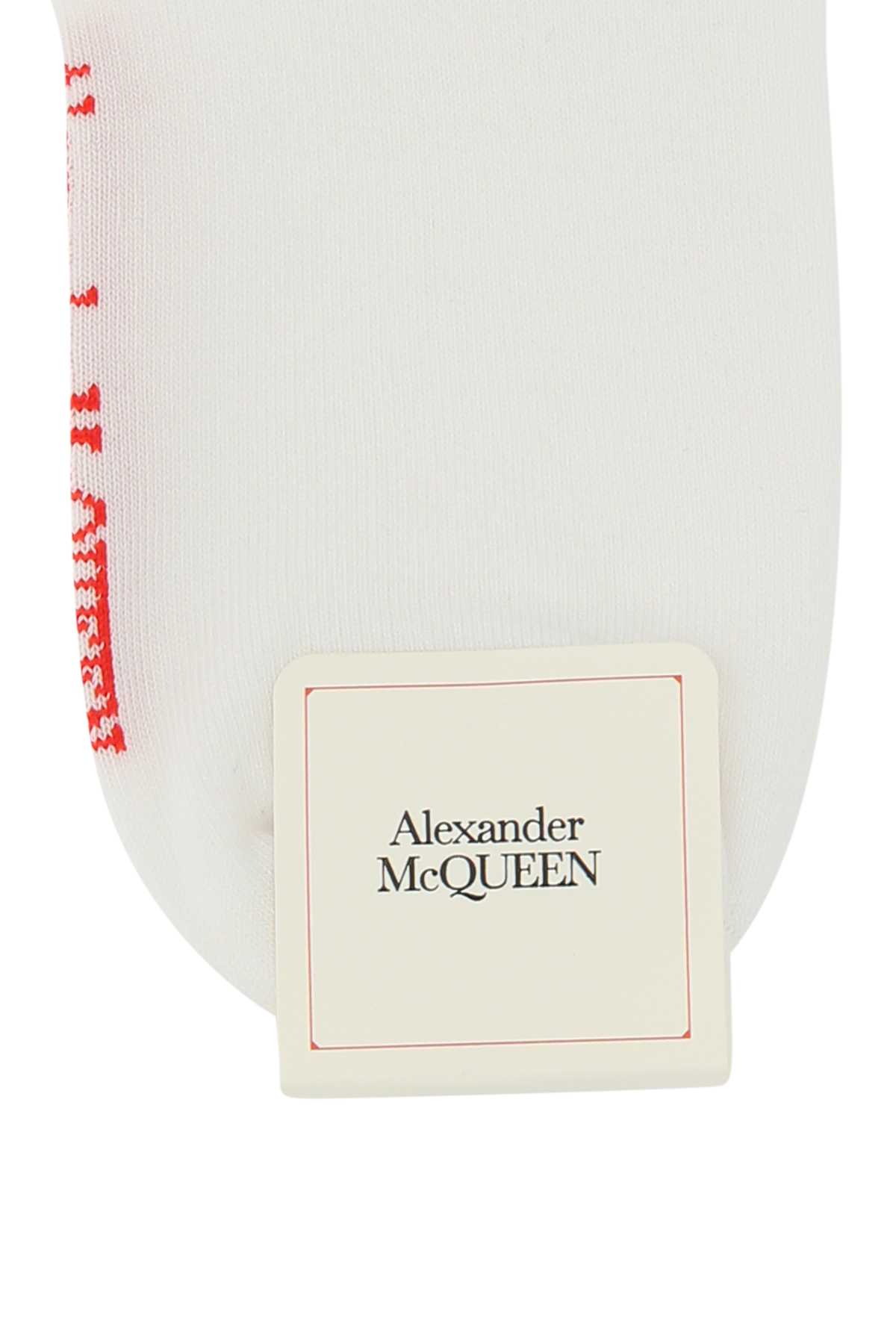 Alexander Mcqueen White Stretch Cotton Blend Socks In 9074