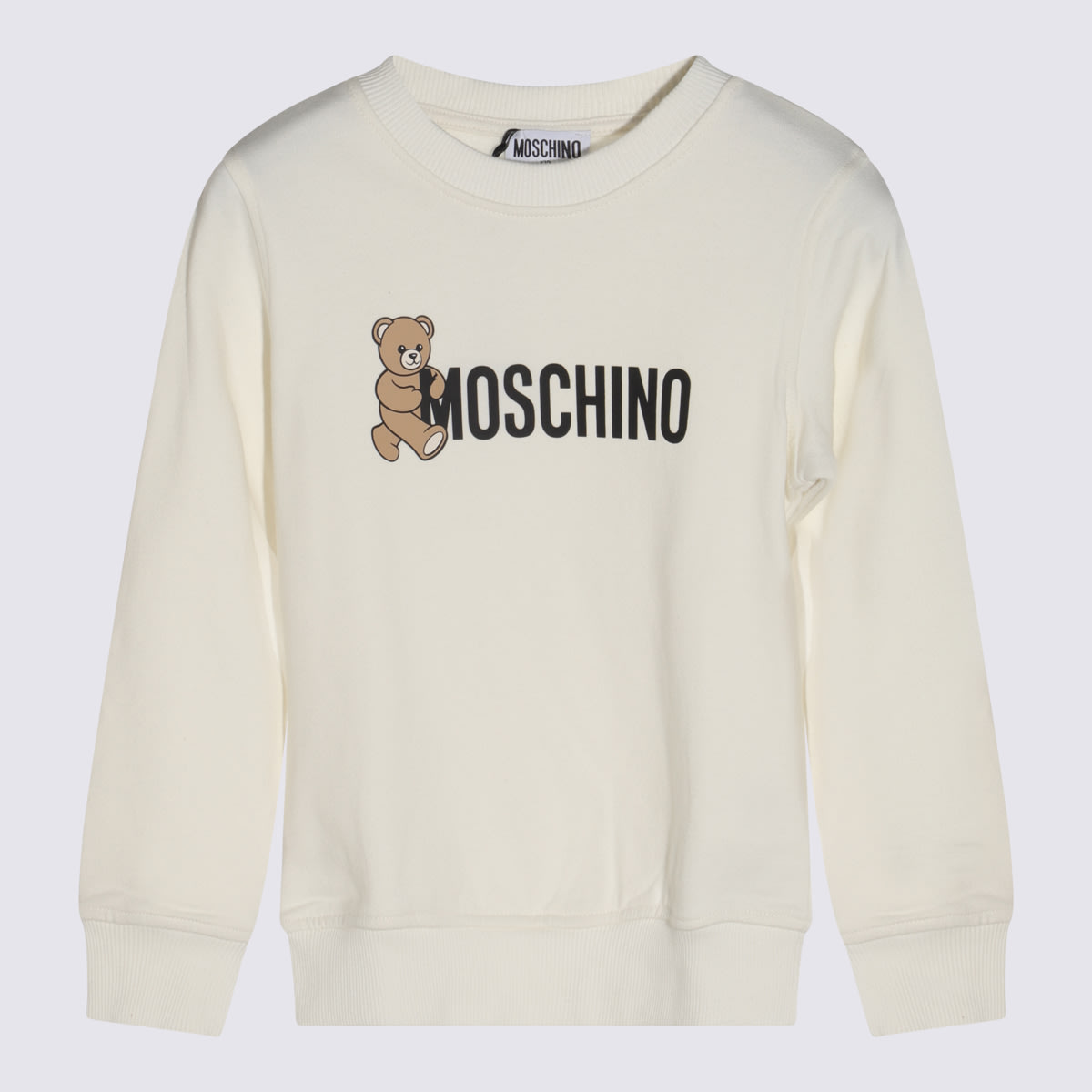 Moschino White Cotton Swetshirt In Neutral