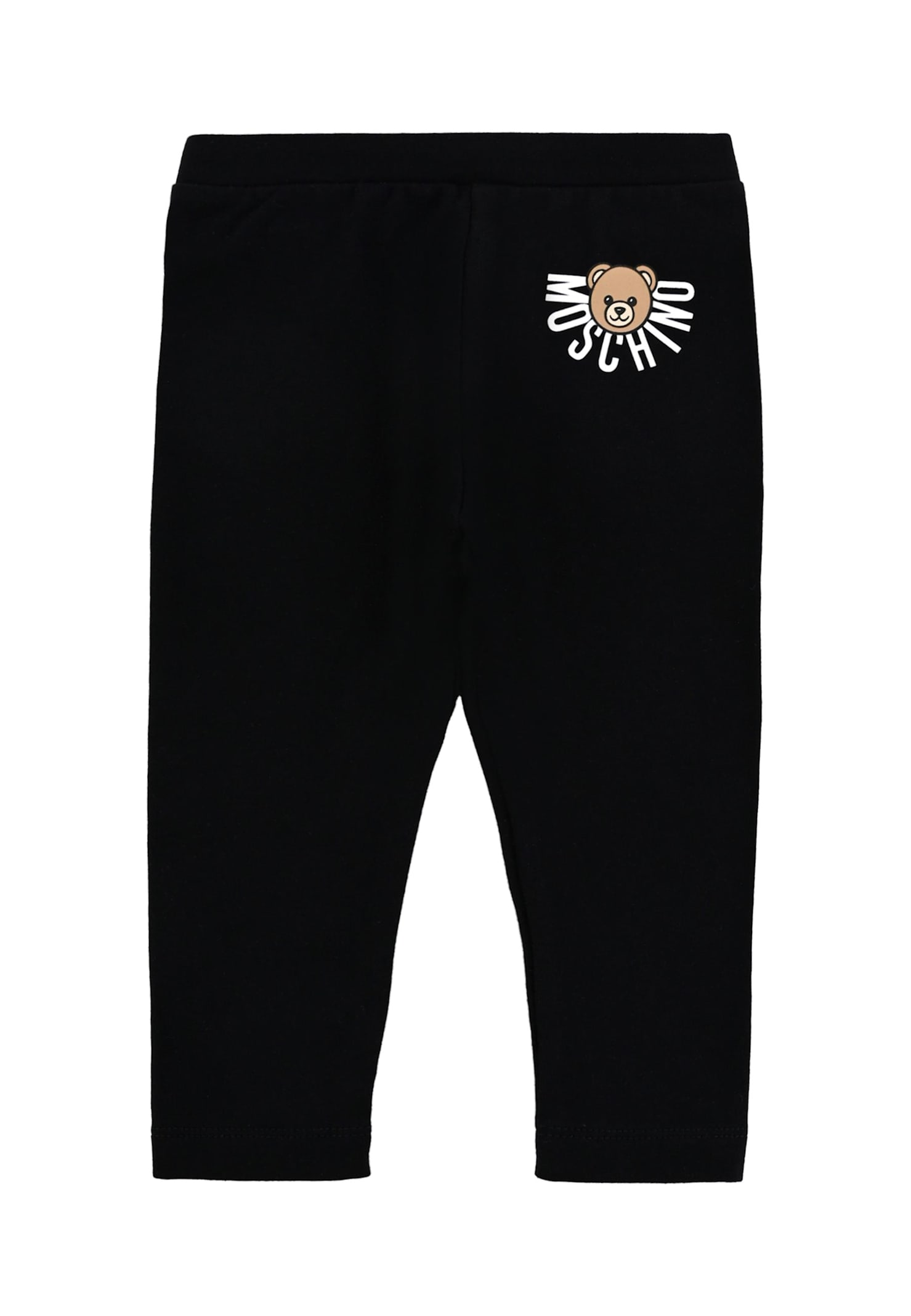 Moschino Black Leggings For Baby Girl With Teddy Bear In Black