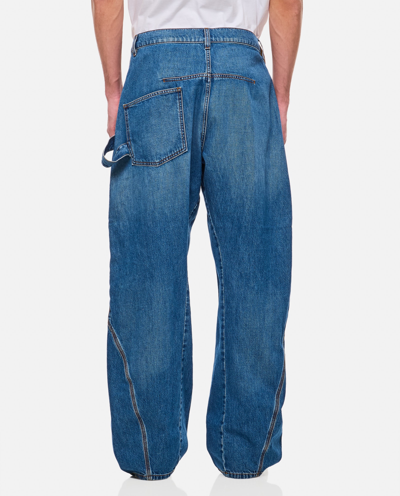 Shop Jw Anderson Twisted Workwear Jeans In Clear Blue