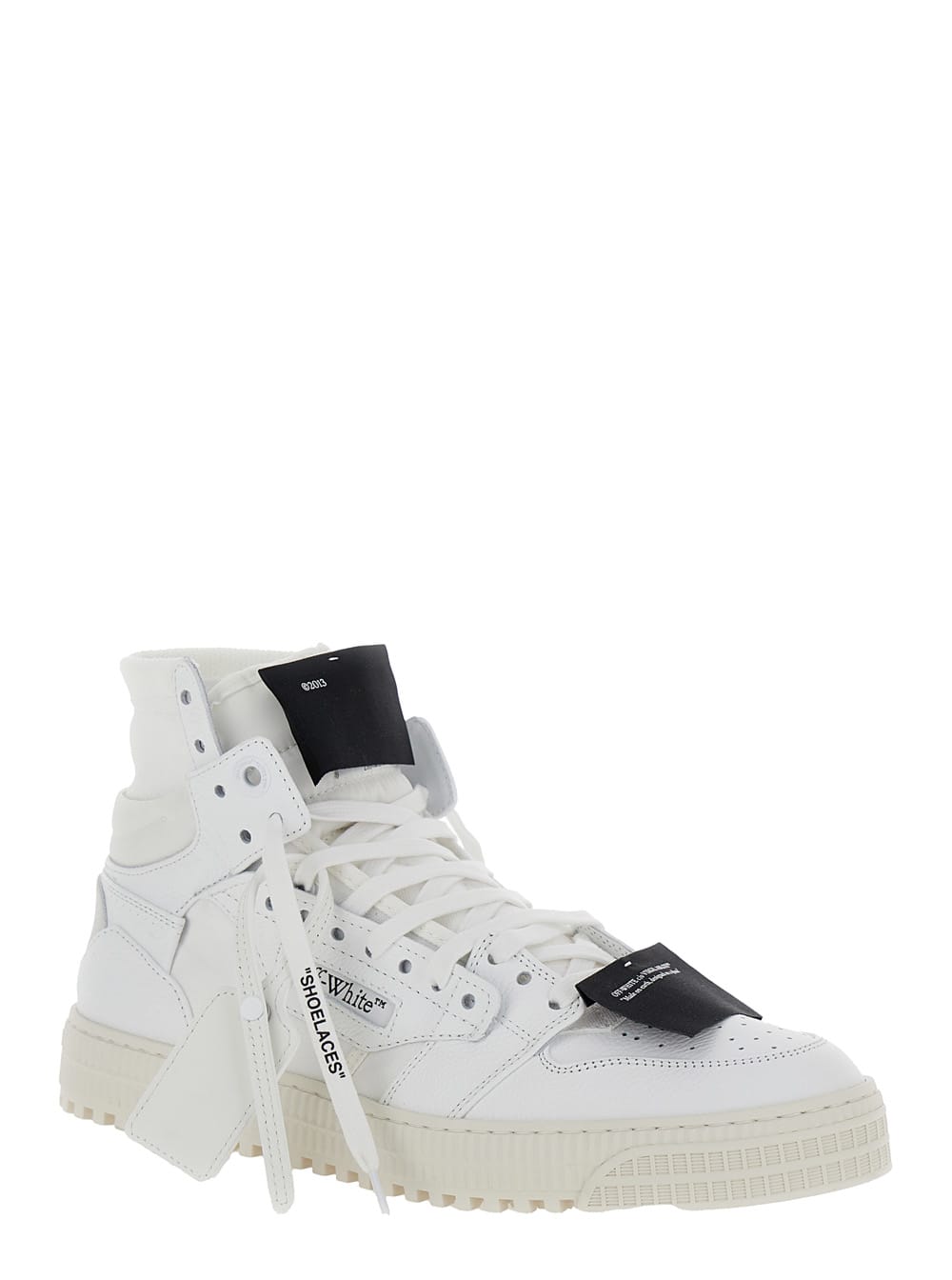 Shop Off-white 3.0 Off Court White High Top Sneakers With Iconic Zip Tie In Leather And Canvas Man