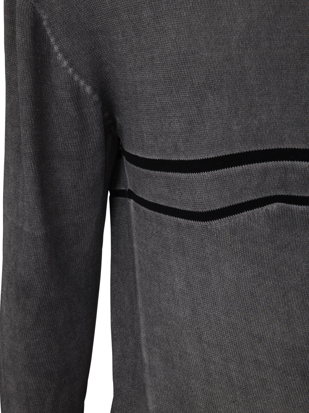 Shop Md75 Striped Round Neck Pullover In Grey Black