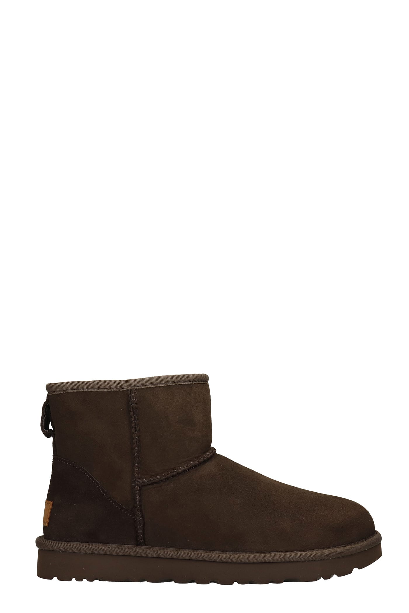 UGG Mini Classic Ii Low Heels Ankle Boots In Brown Suede