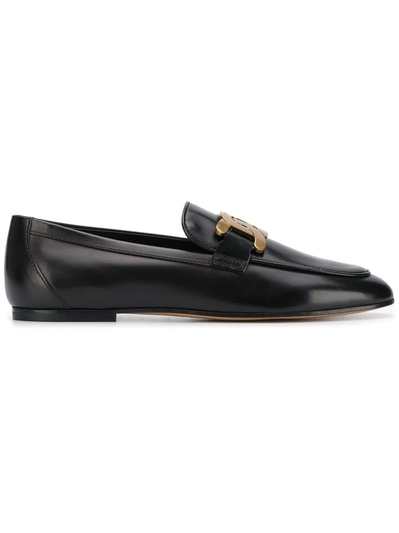 Tod's Kate Loafers In Black Brushed Leather