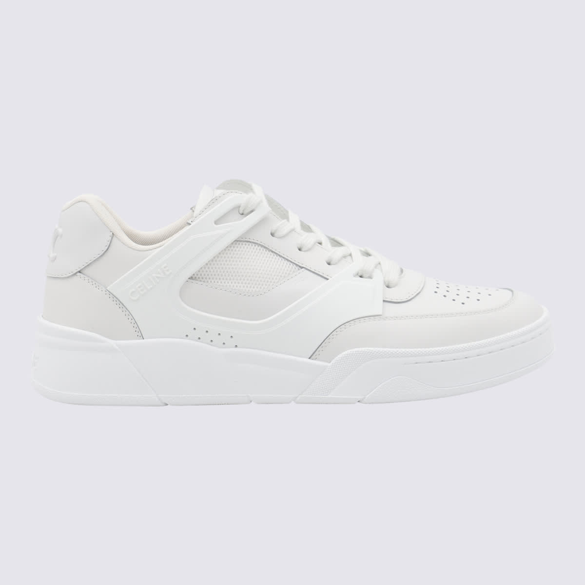 Celine Men Ct-09 Leather Sneakers With Mesh Inserts In White