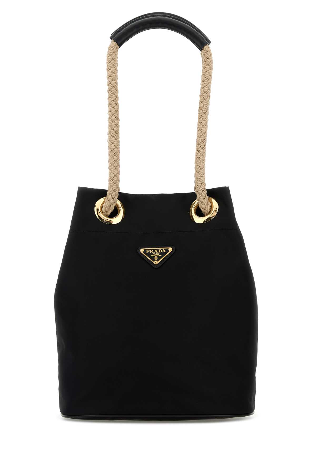 Prada Re-nylon Mariner Bucket Bag With Braided Handles In Black
