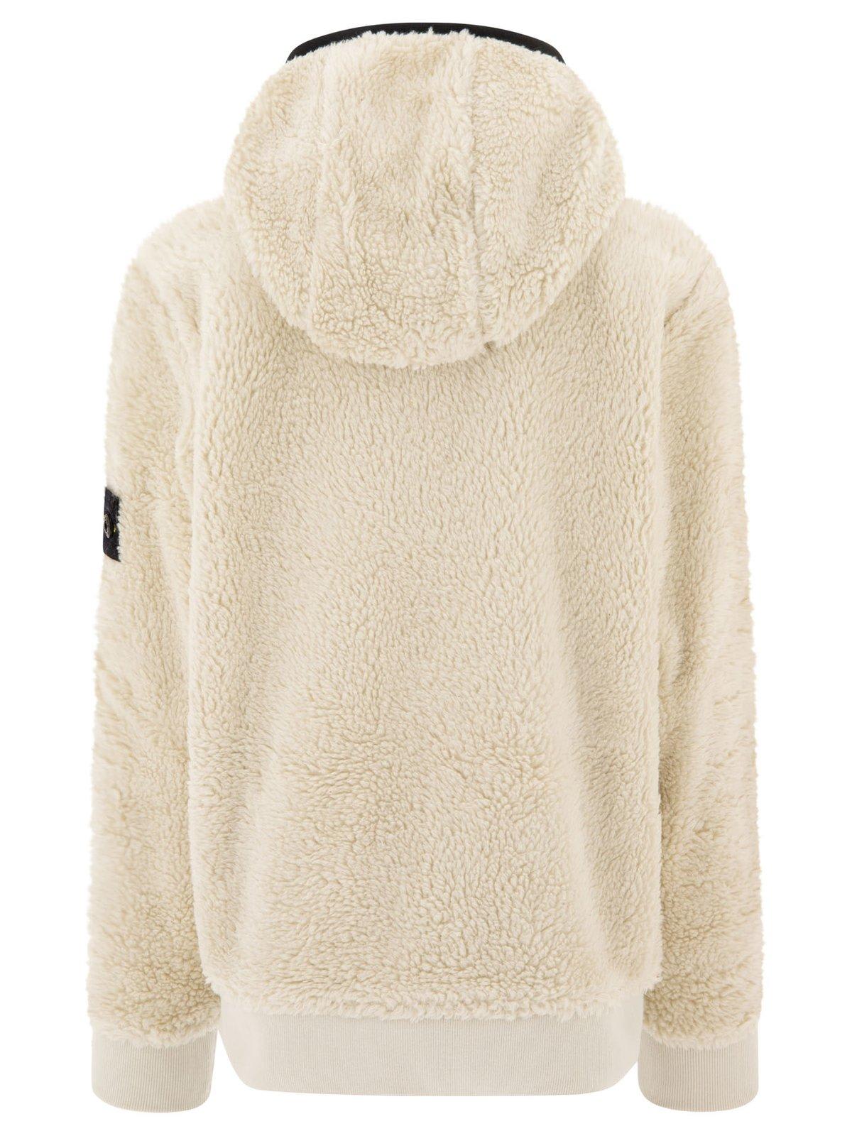 Stone Island Compass Patch Fleece Hoodie