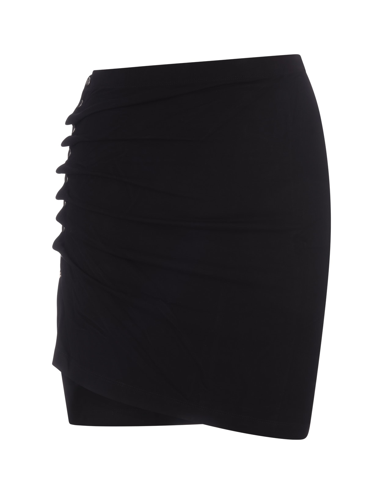 Shop Paco Rabanne Black Stretch Jersey Pleated Mini Skirt In Nero