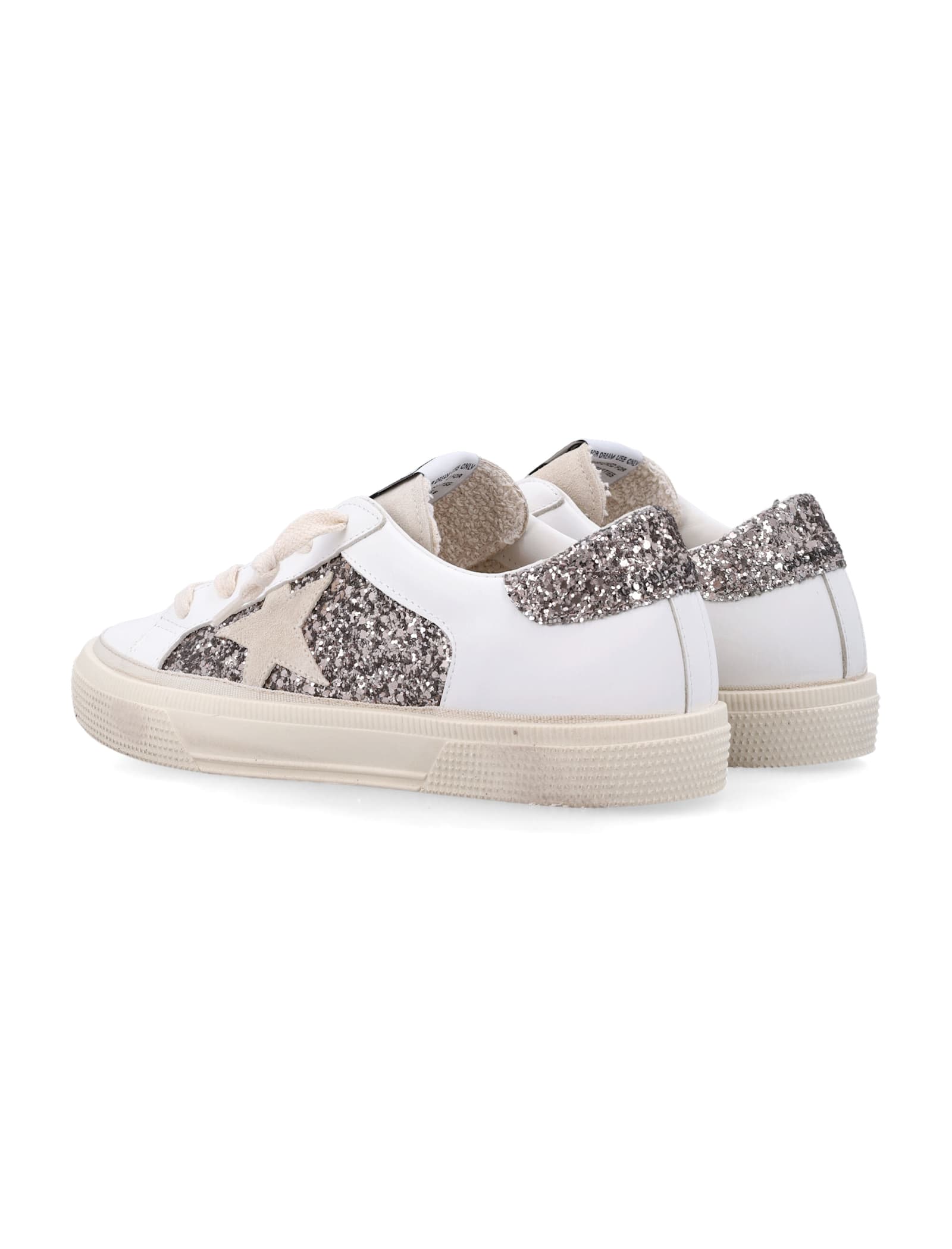 Golden Goose Kids May Leather And Glitter Sneakers In Multi