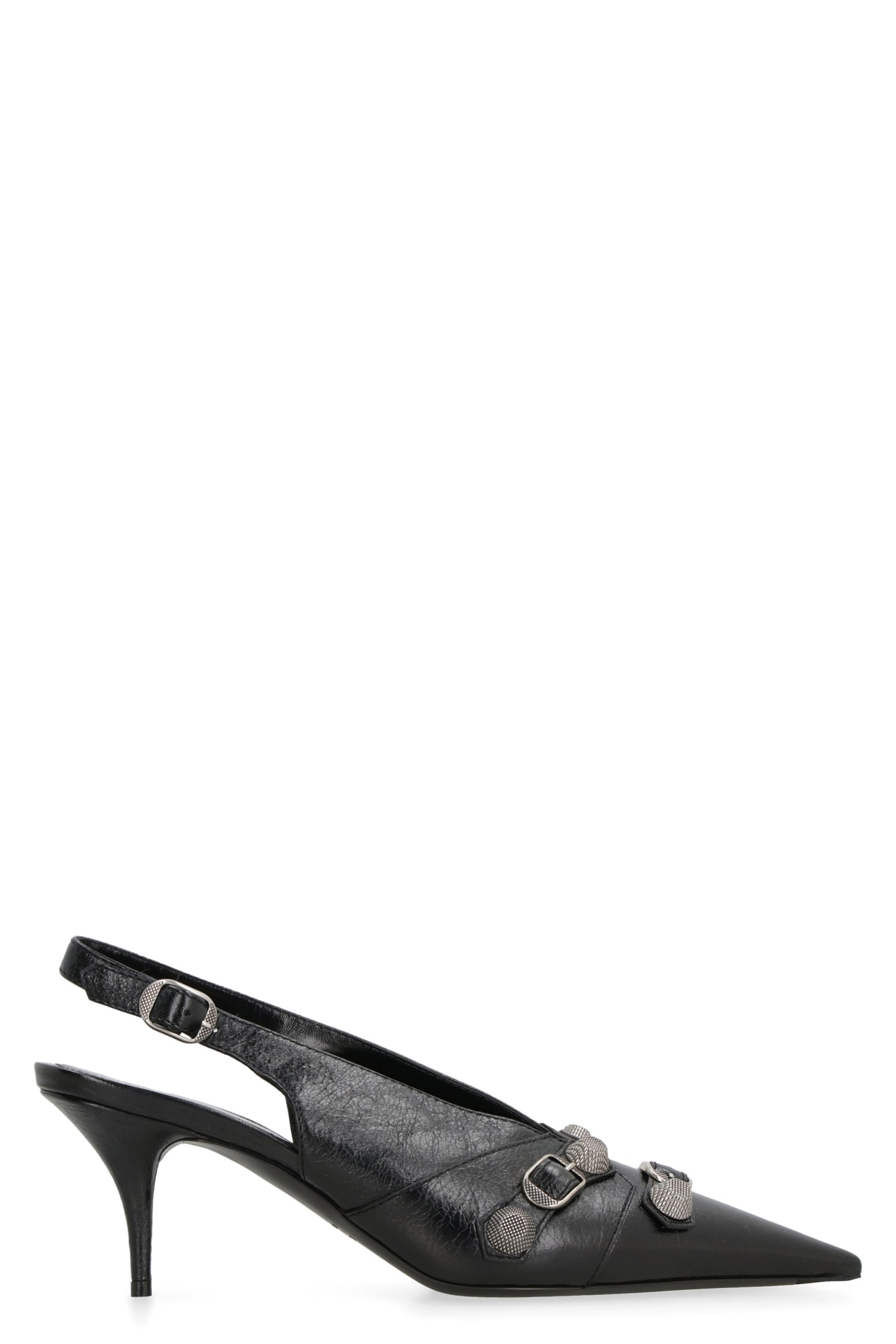 Shop Balenciaga Cagole Leather Slingback Pumps In Black