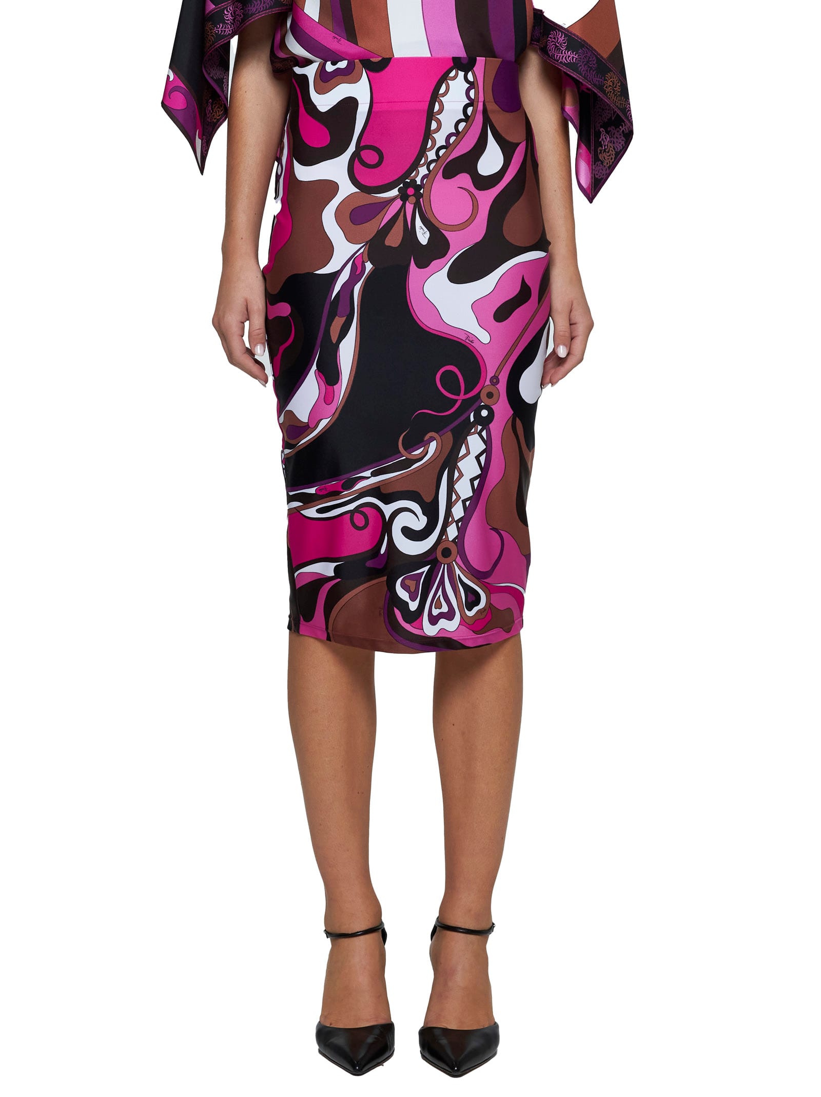 Shop Pucci Skirt In Fuxia/marrone