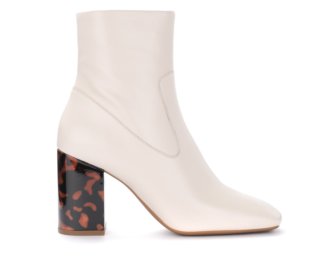 Michael Kors Marcella Ankle Boot In Cream Coloured Leather