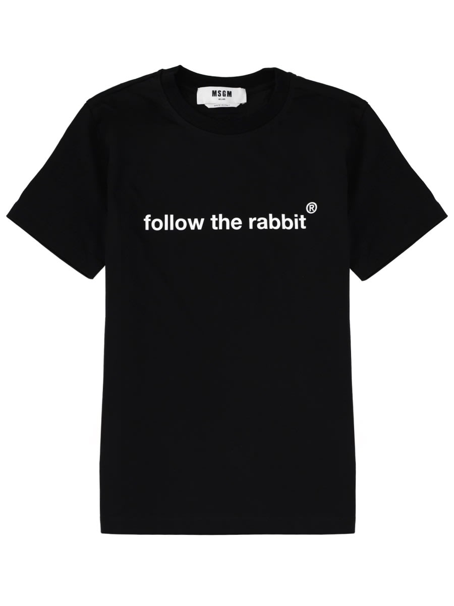 Msgm Follow The Rabbit T-shirt In Black