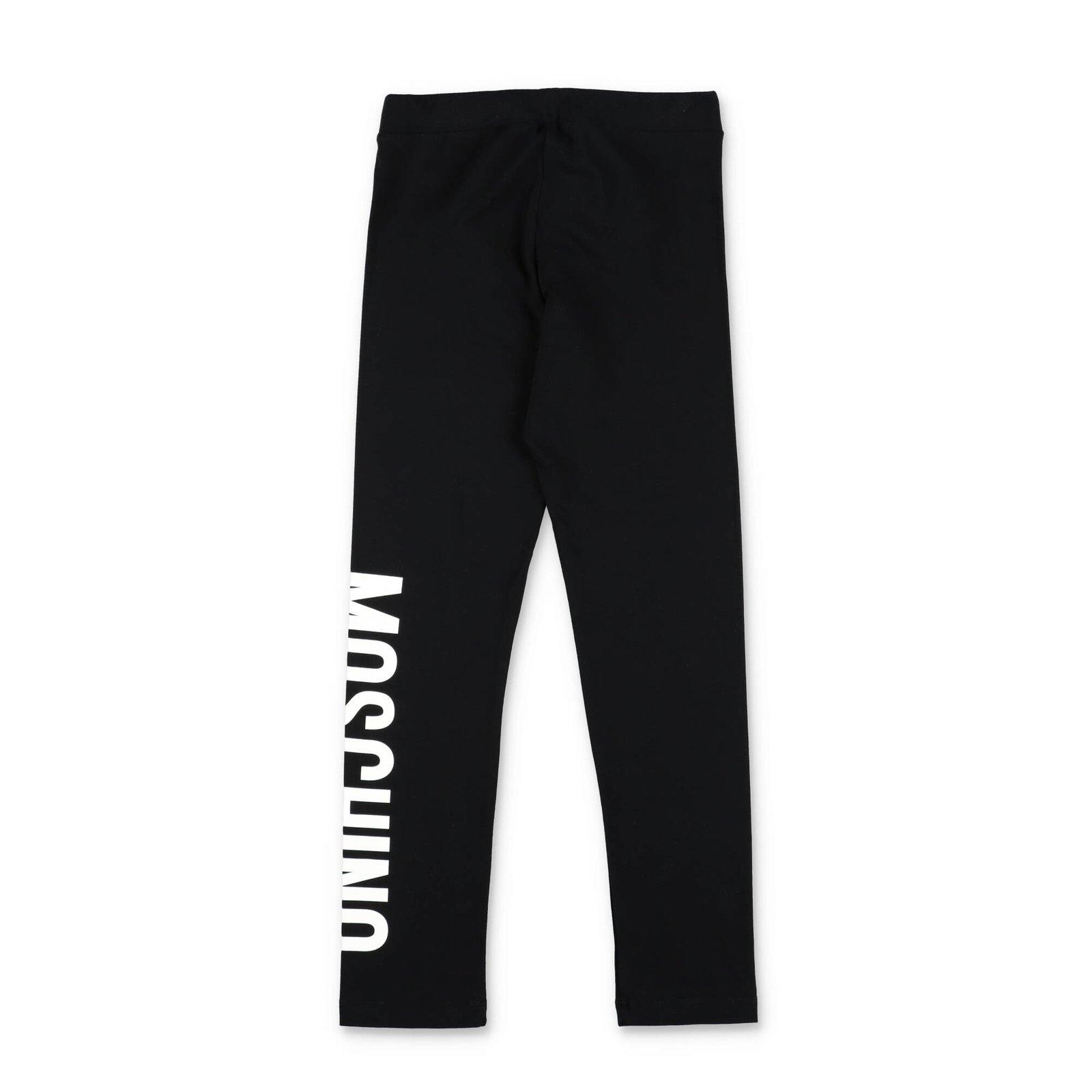Shop Moschino High-waist Logo-printed Slim-cut Leggings In Nero/black