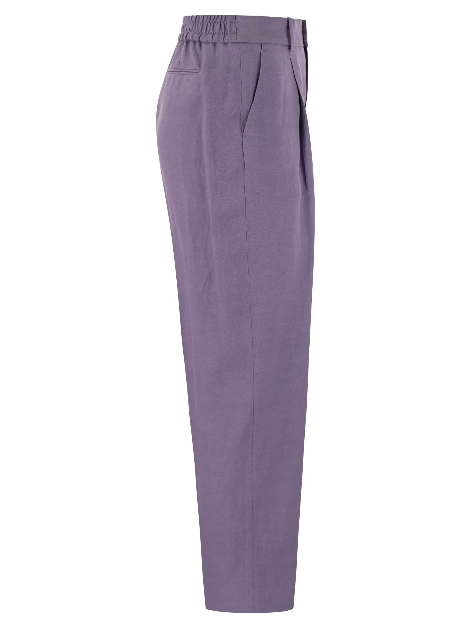 Shop Pt01 Daisy - Viscose And Linen Trousers In Lilac