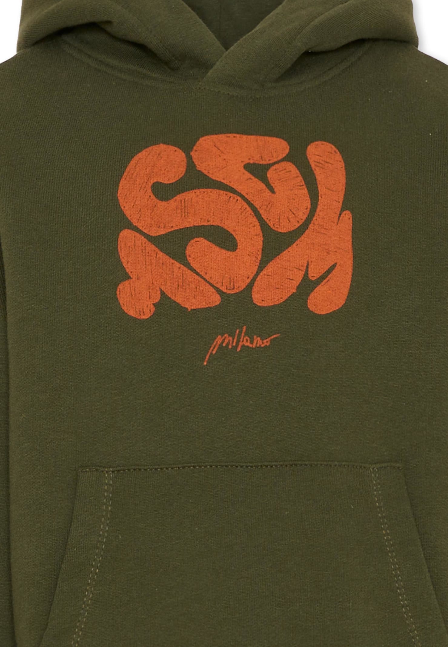 Msgm Abstract-print Hooded Top In Green