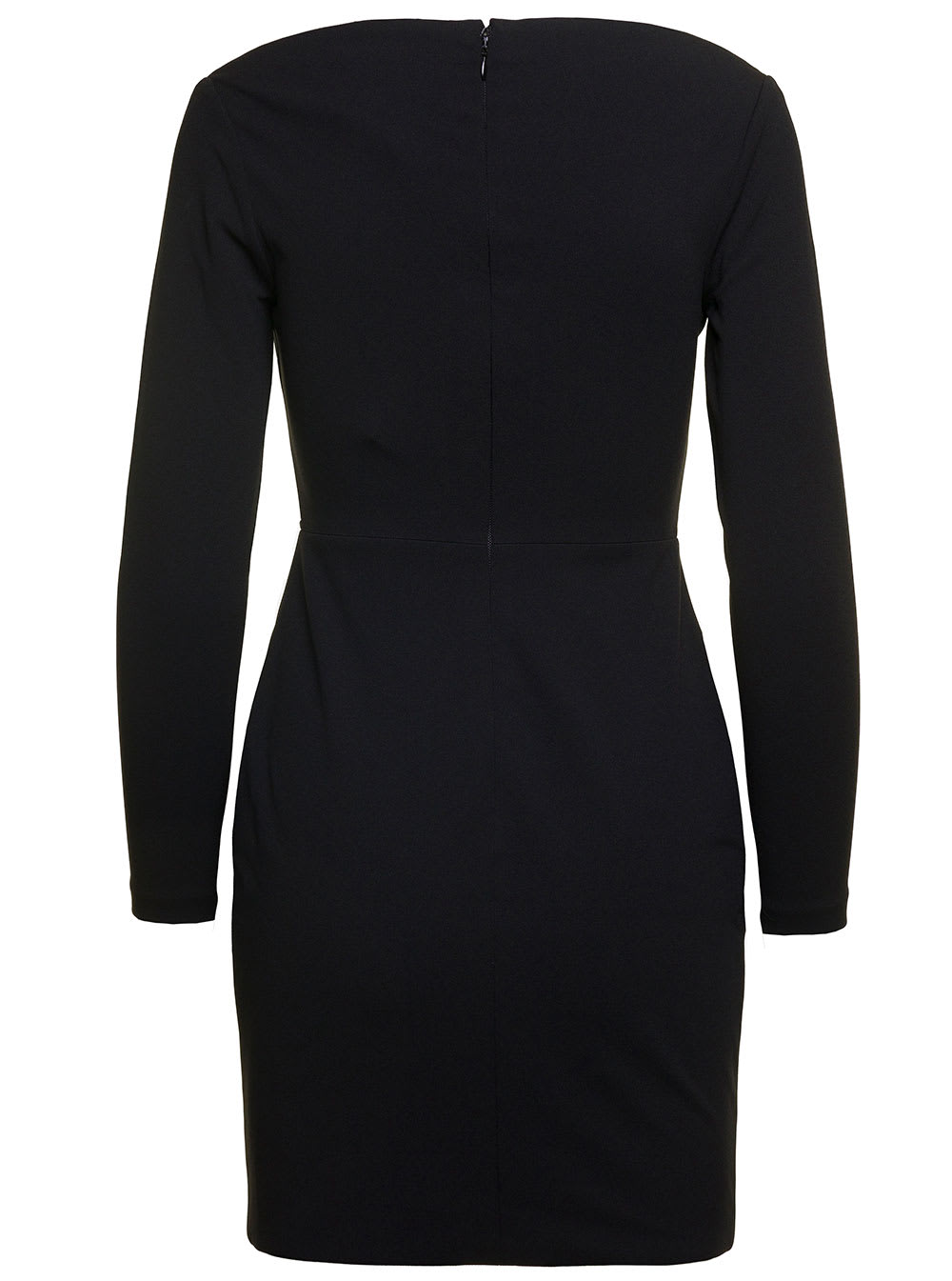 Shop Solace London Black Uma Mini Dress With Long Sleeves And U-neck In Polyester Woman