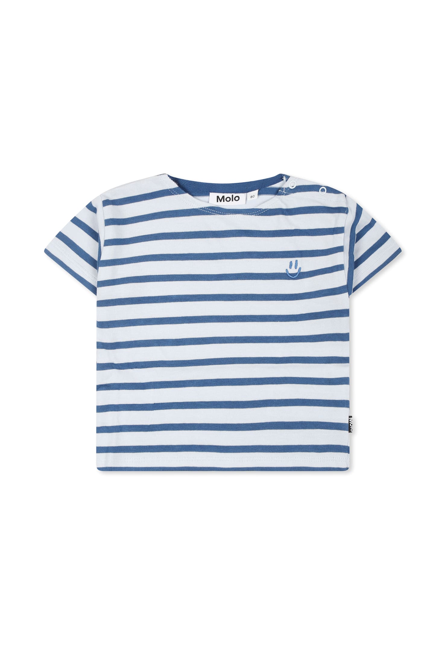Molo Light Blue T-shirt For Babykids With Smiley In Light Blue