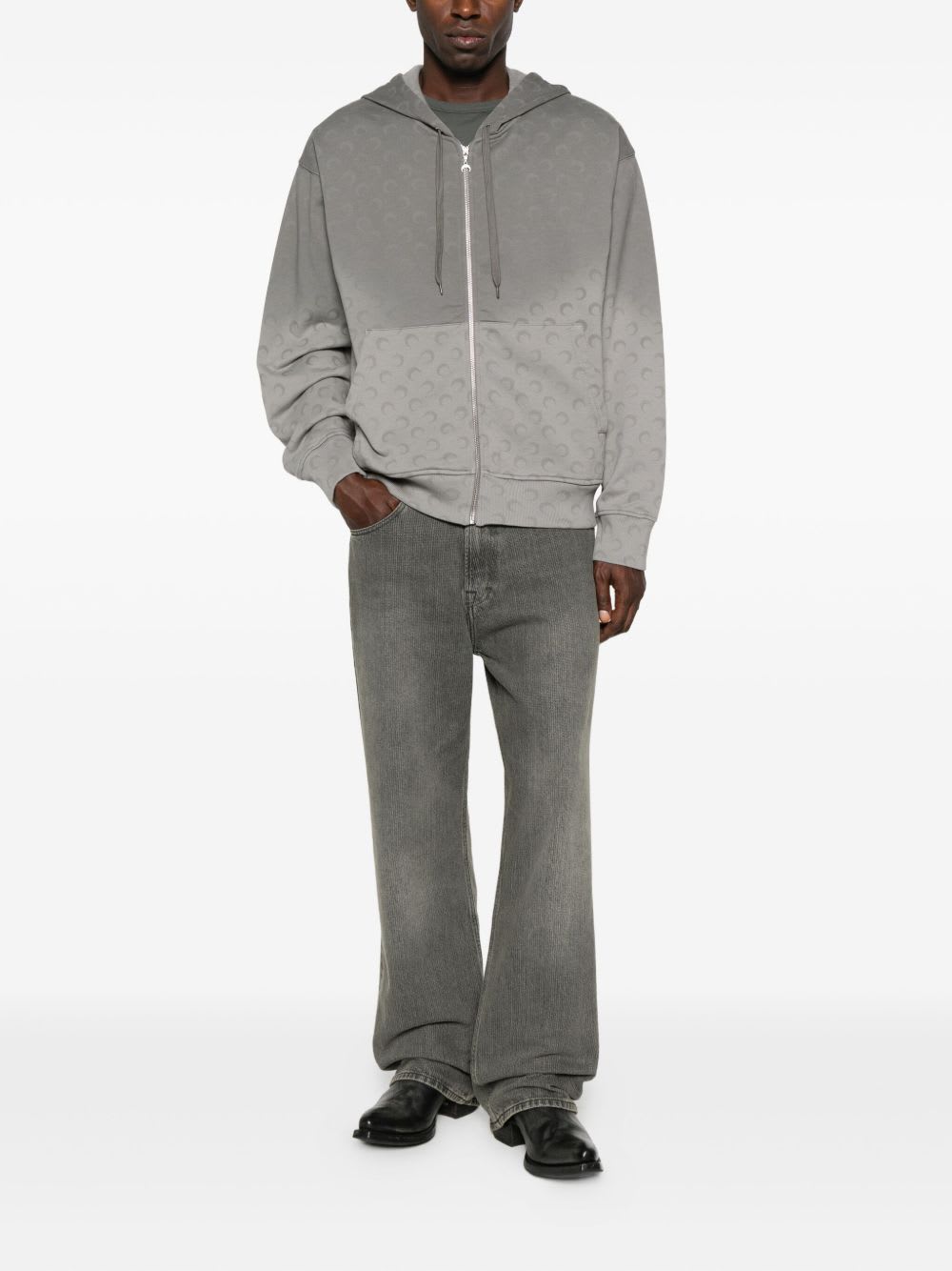 Marine Serre Gray Cotton Sweatshirt In Gray