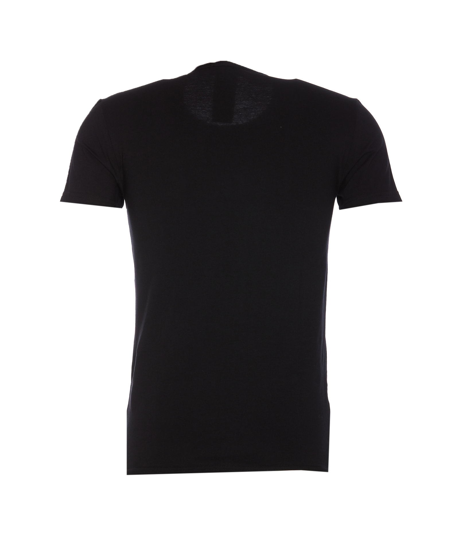 Versace Black Crewneck T-shirt With Medusa Logo Print In Stretch Cotton Man In Black