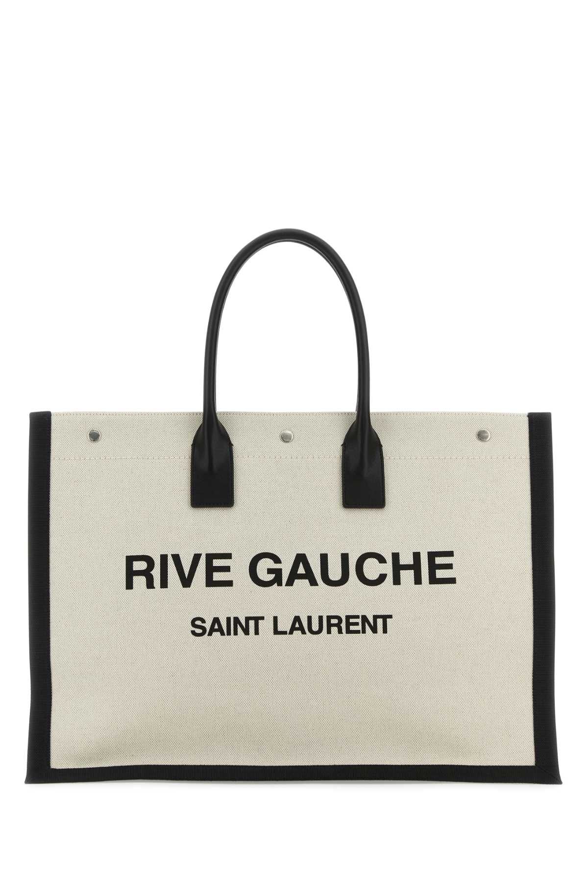 Shop Saint Laurent Sand Canvas Large Rive Gauche Shopping Bag In 9083