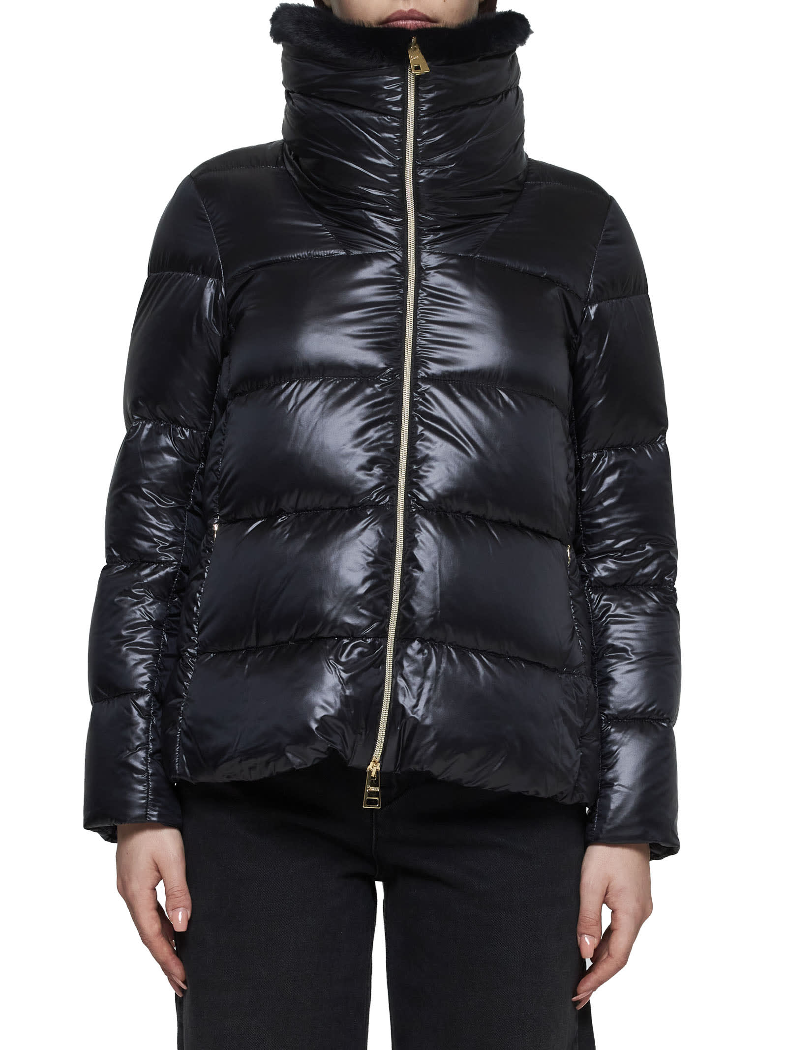 Shop Herno Down Jacket In Black