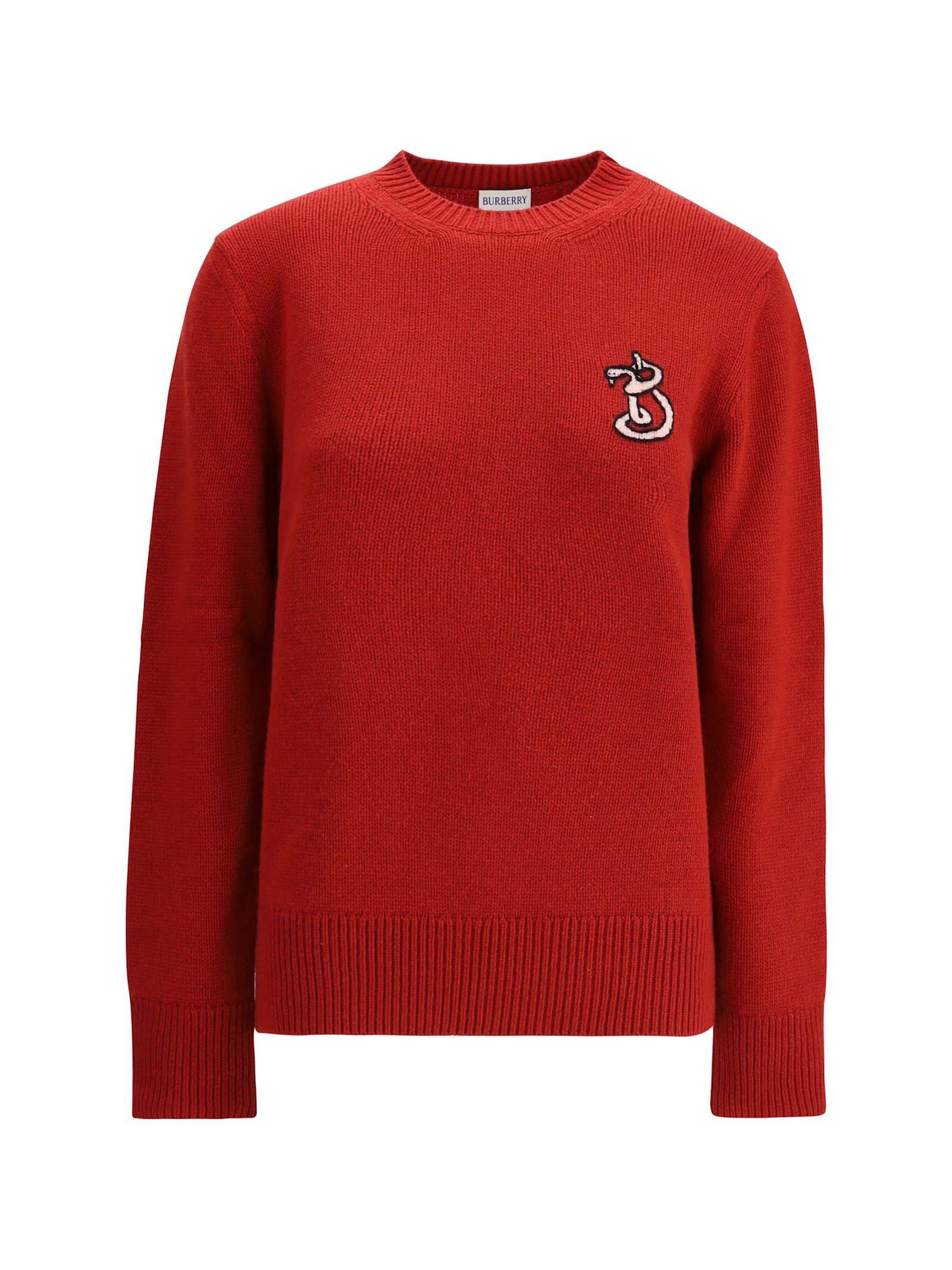 Burberry B Snake Wool Cashmere Sweater In Red