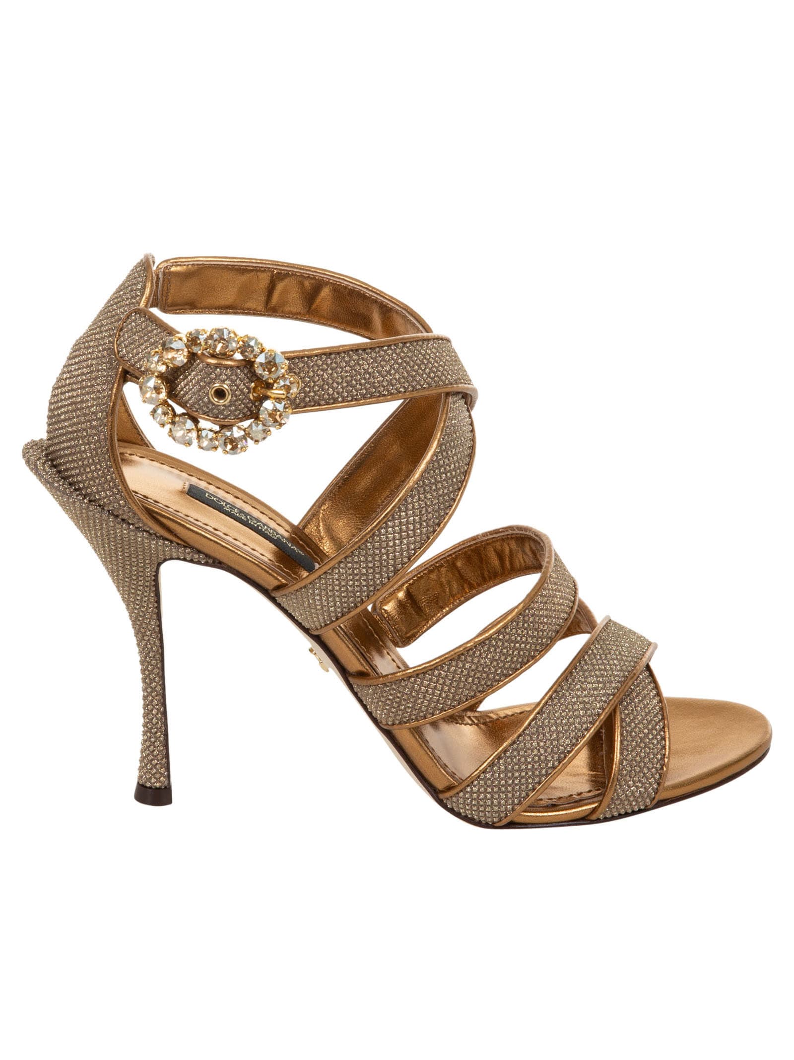 Dolce & Gabbana Embellished Sandals In Bronze
