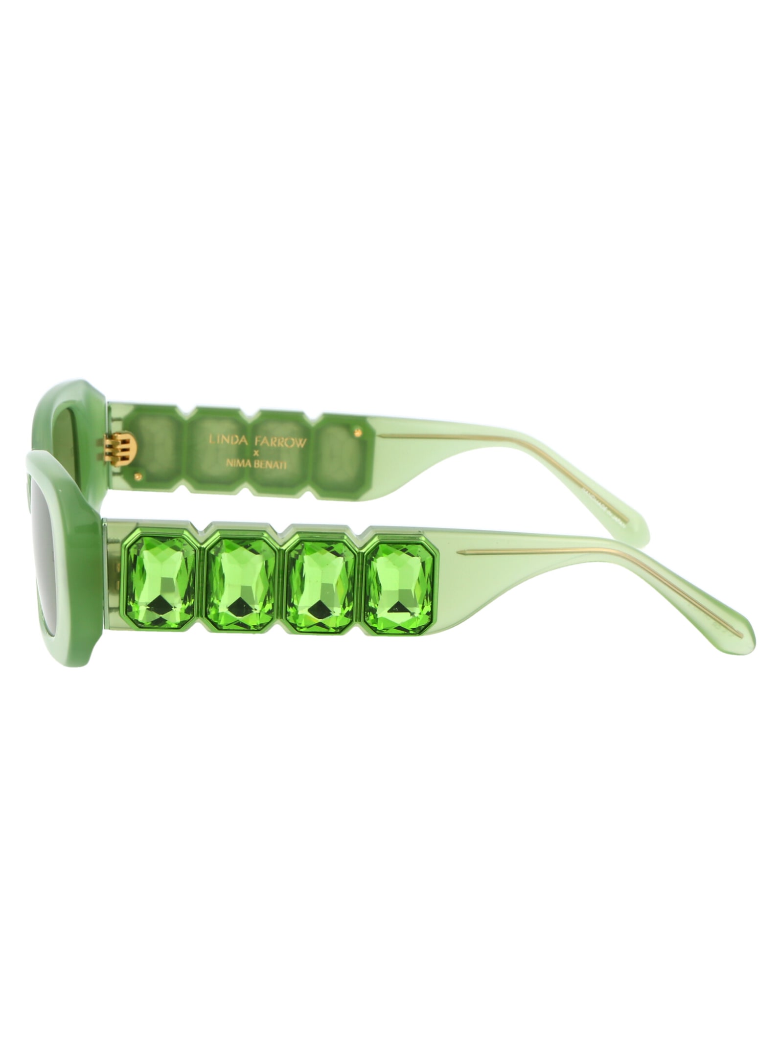 Shop Linda Farrow Lola Sunglasses In Green/greencrytal/green