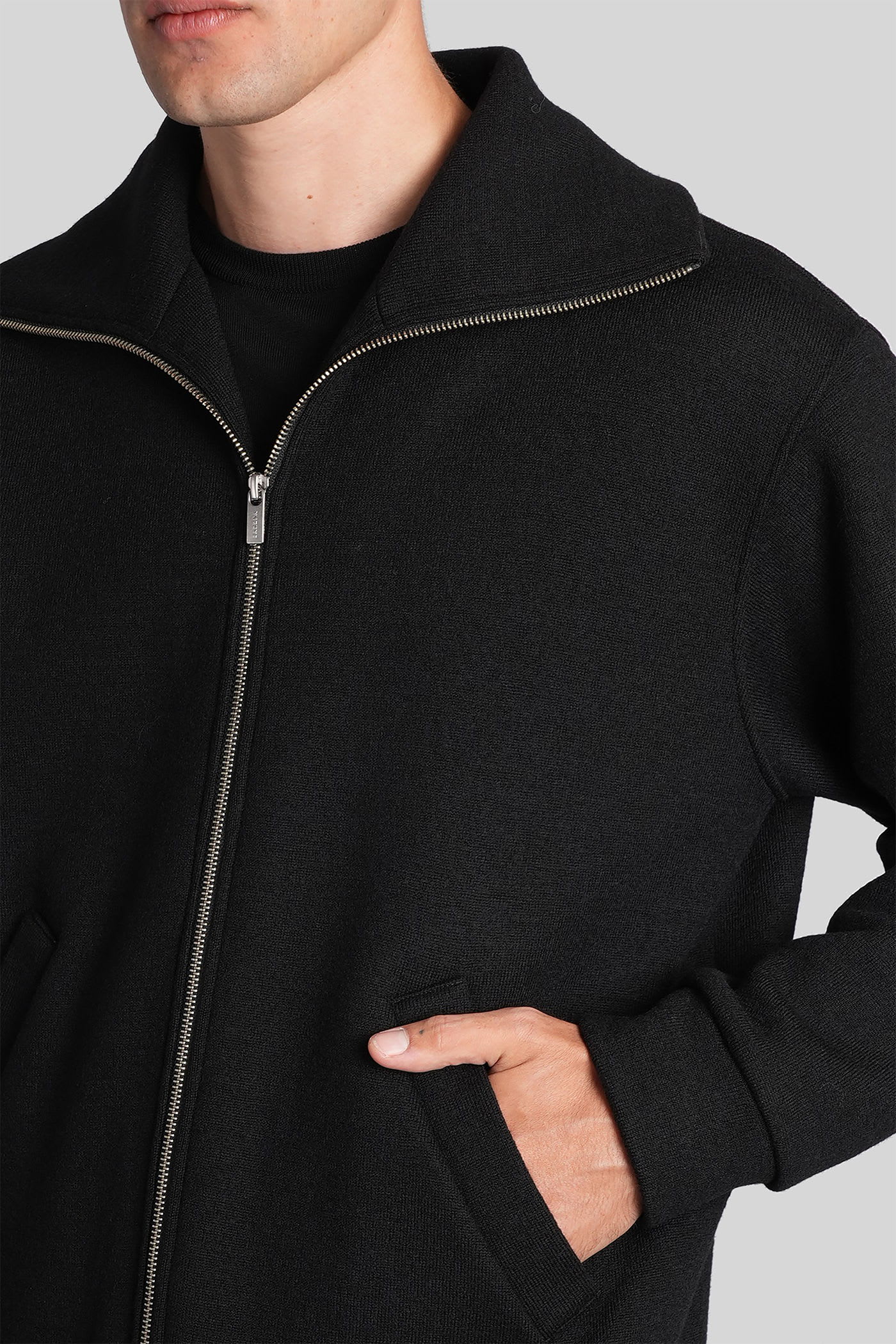 Barena Venezia High-neck Zip-front Cardigan In Black
