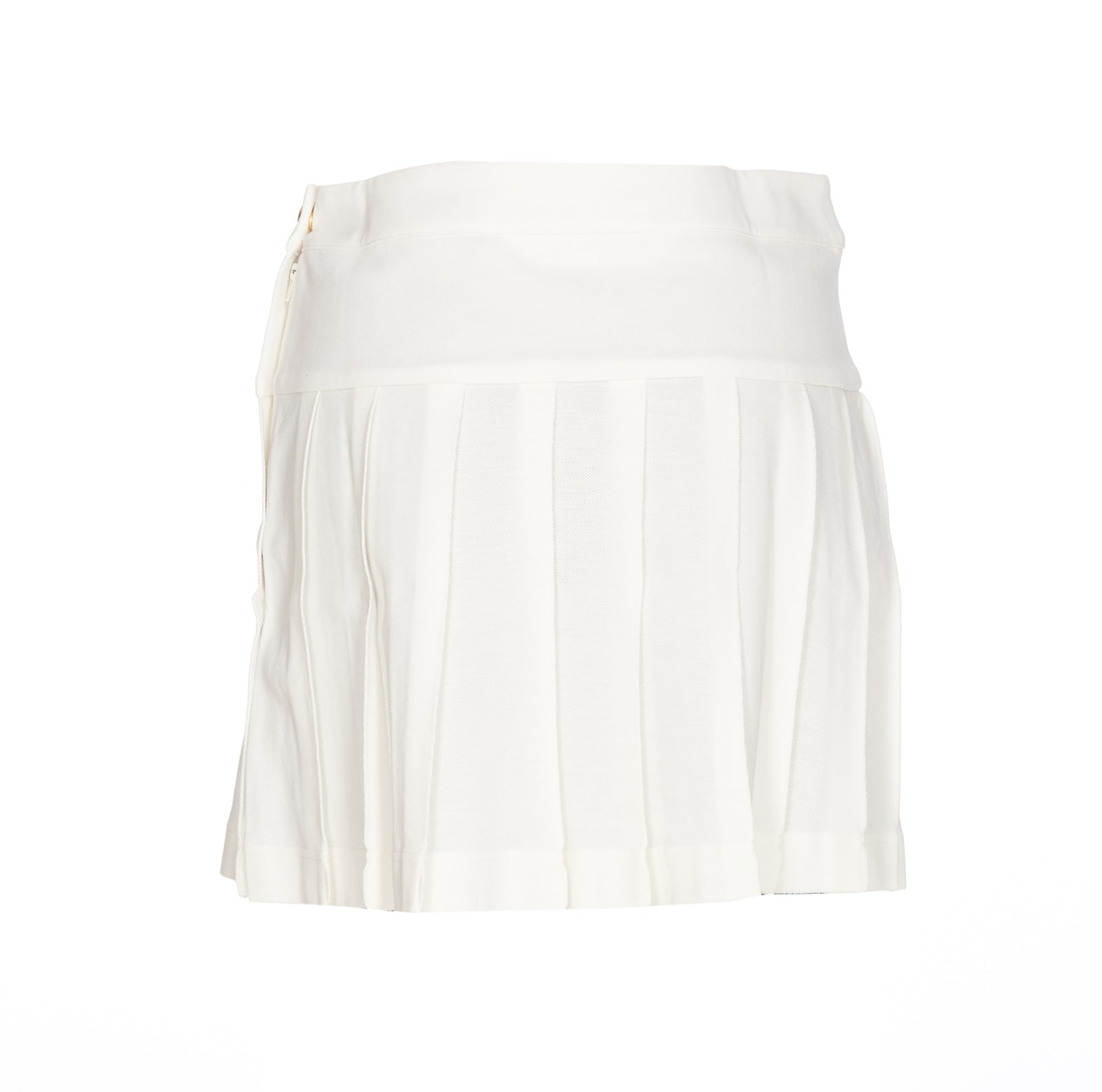 Shop Palm Angels Monogram Embroidered Pleated Mini Skirt In White