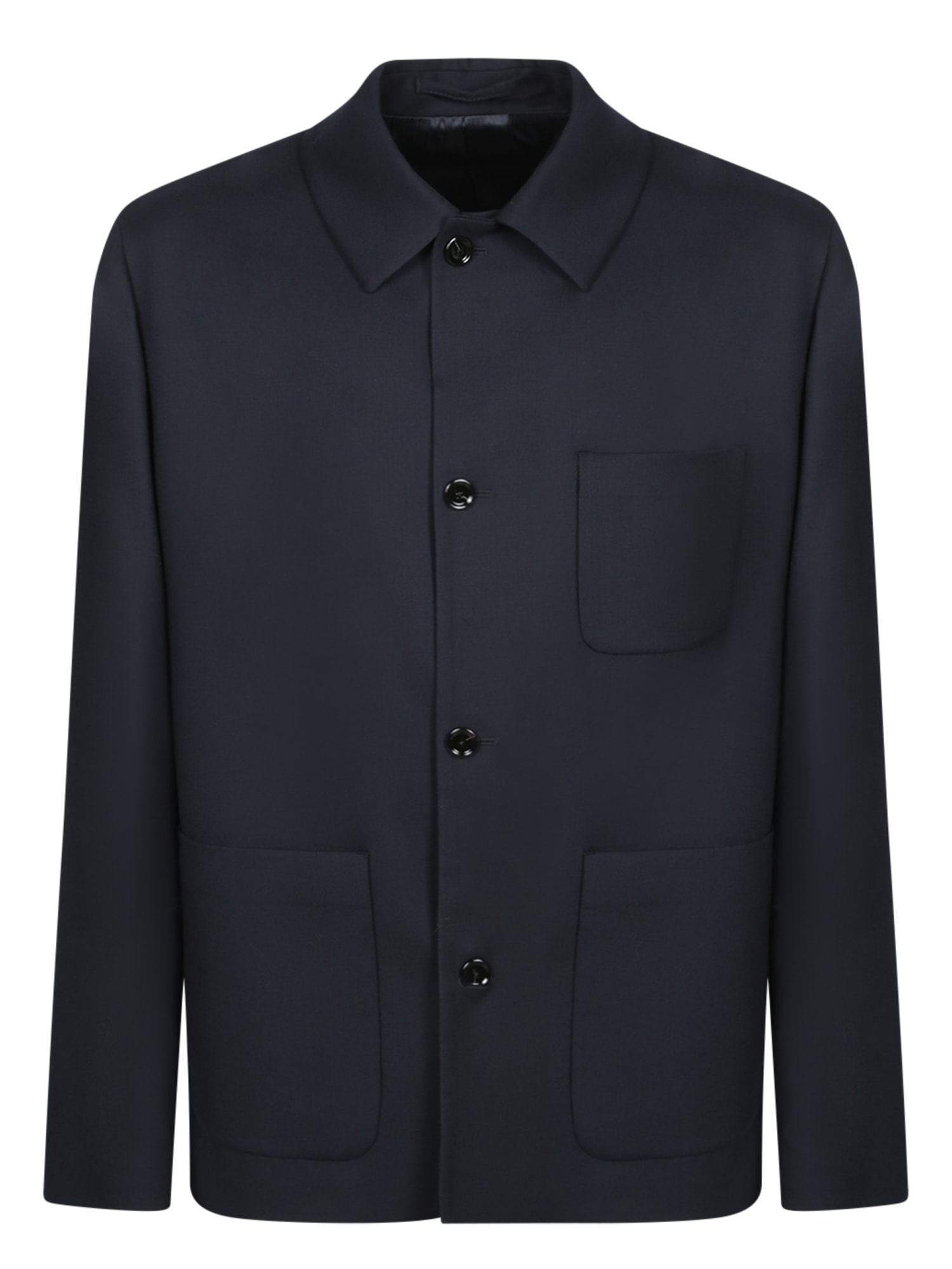 Lardini Blue Wool Overshirt In Blue