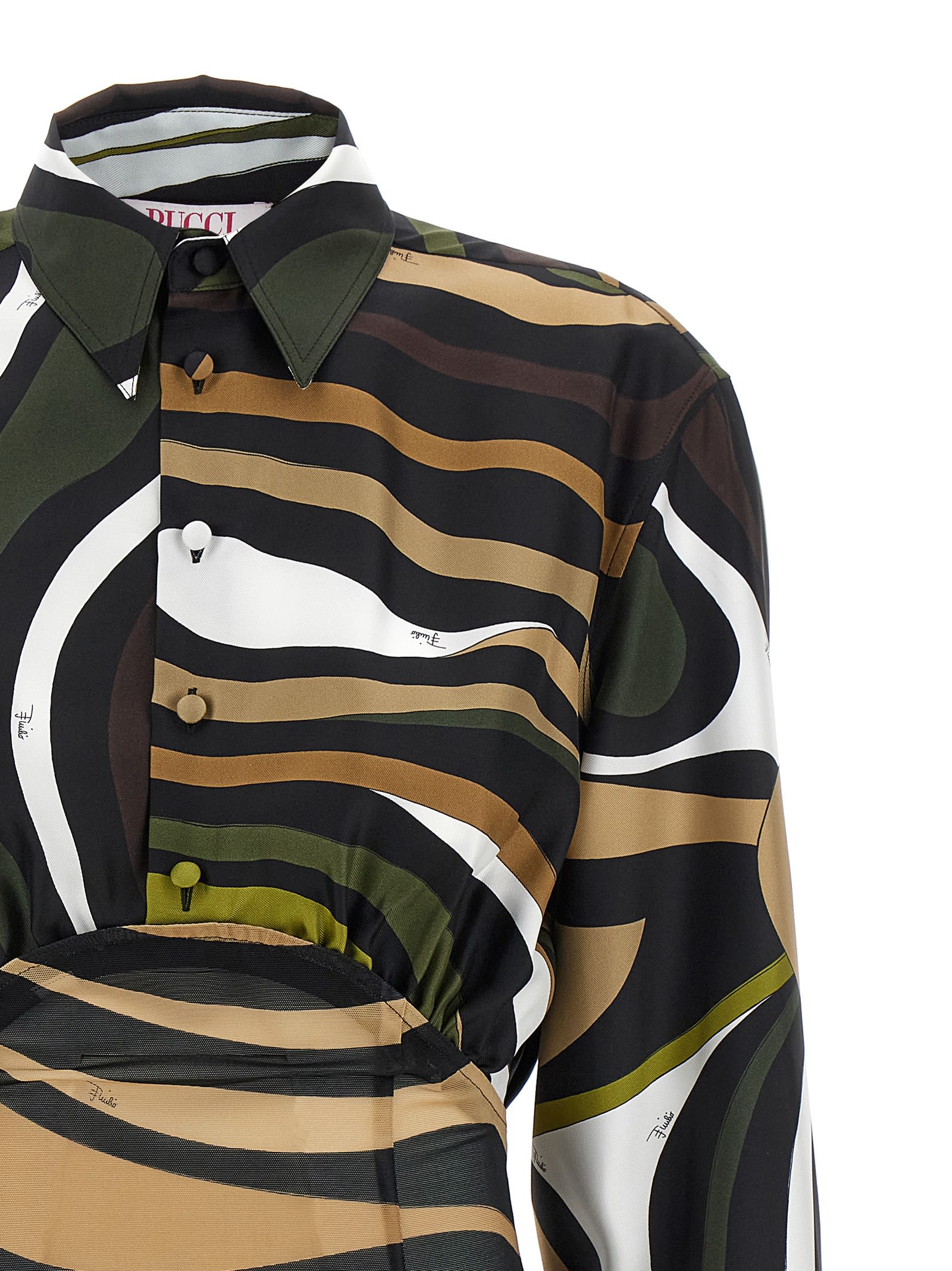 Pucci Long-sleeved Mini Dress With Marble Print