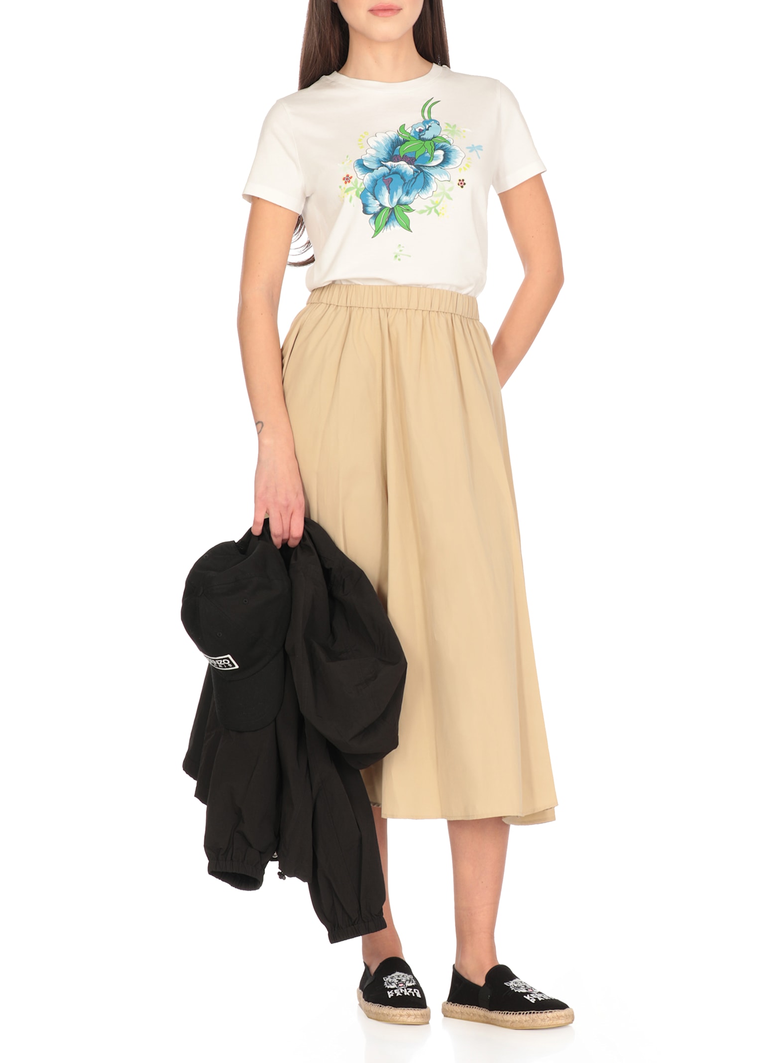 Kenzo 'peonies' Floral Print T-shirt In White