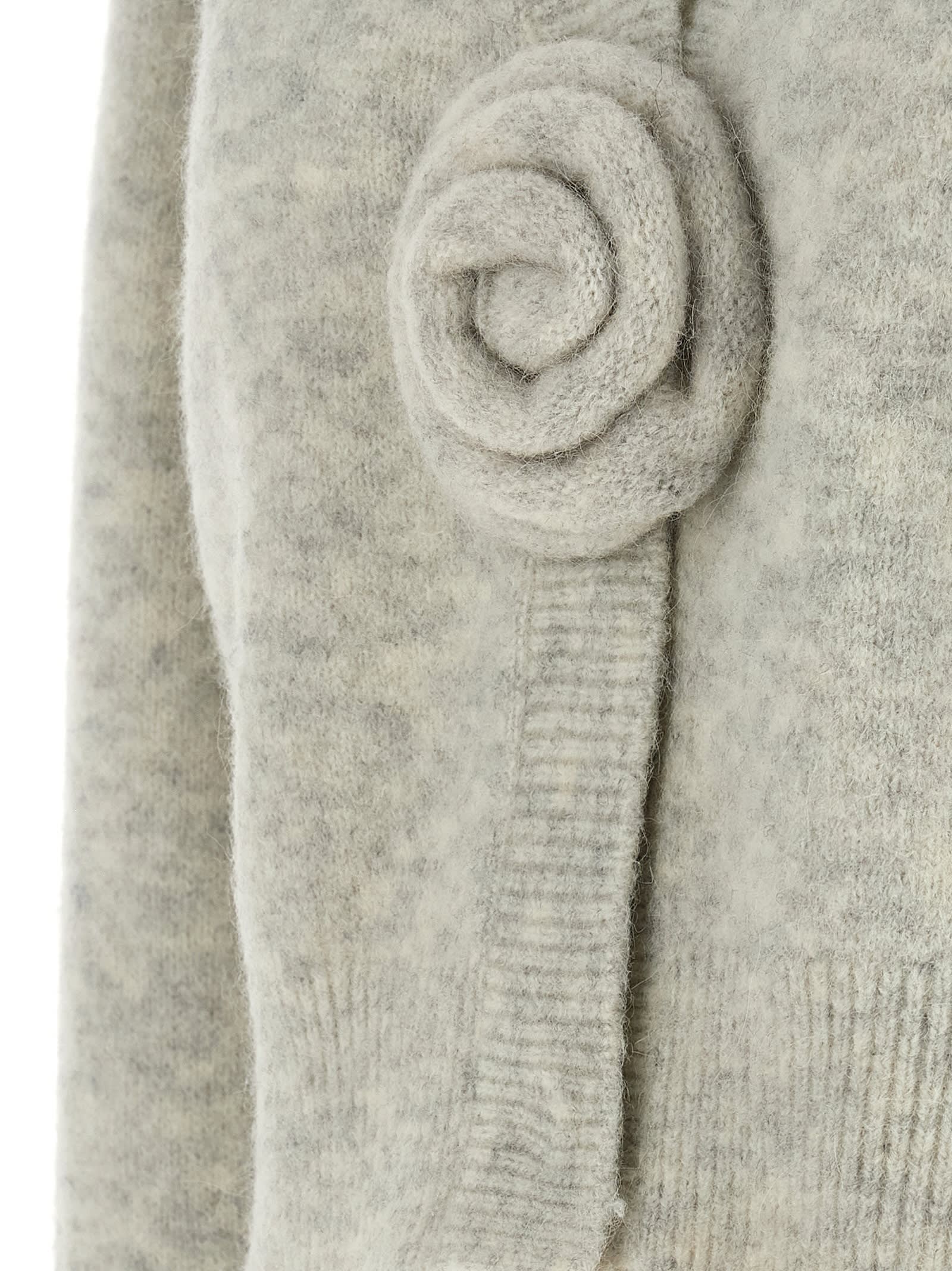 Rotate Birger Christensen Cropped Alpaca And Wool Cardigan With V-neck In Gray