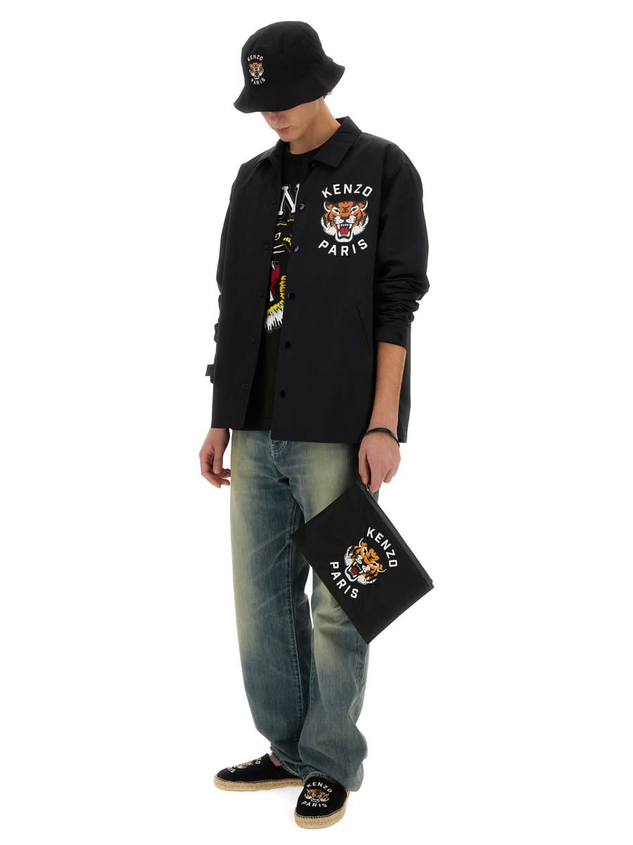 Shop Kenzo Quilted Coach Jacket  Lucky Tiger In Black