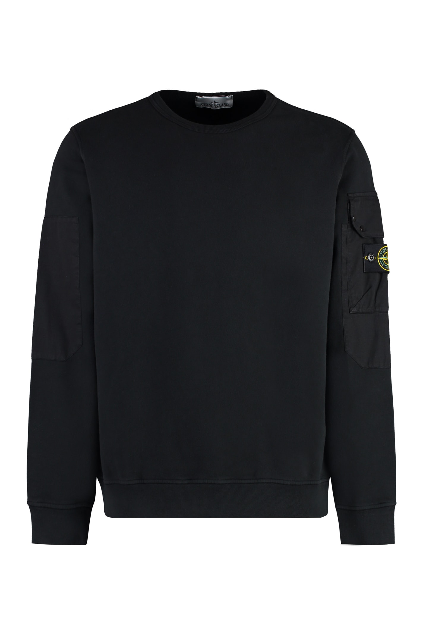 Shop Stone Island Cotton Crew-neck Sweatshirt In Nero