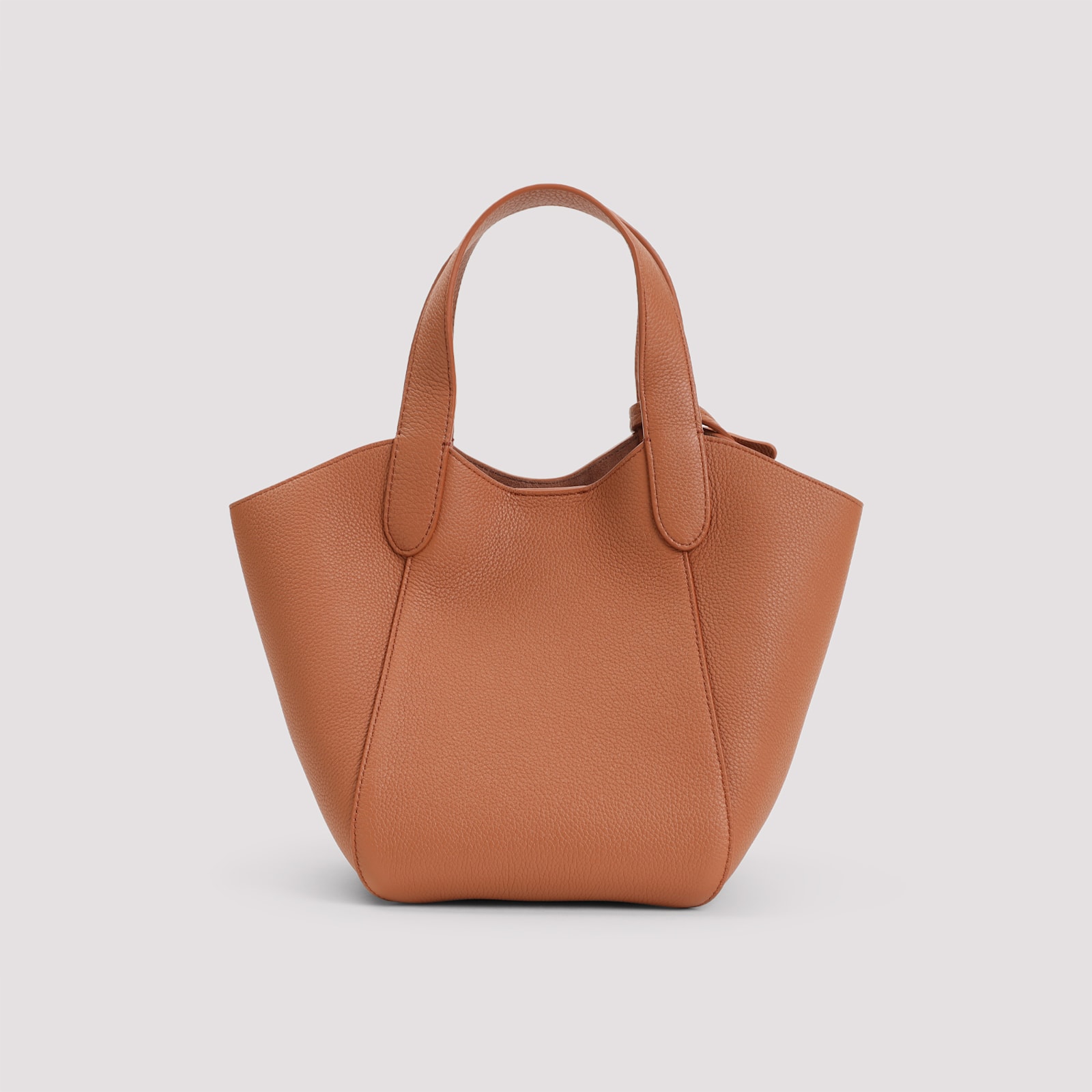 Giorgio Armani Logo Stamp Leather Top Handle Bag In Honey