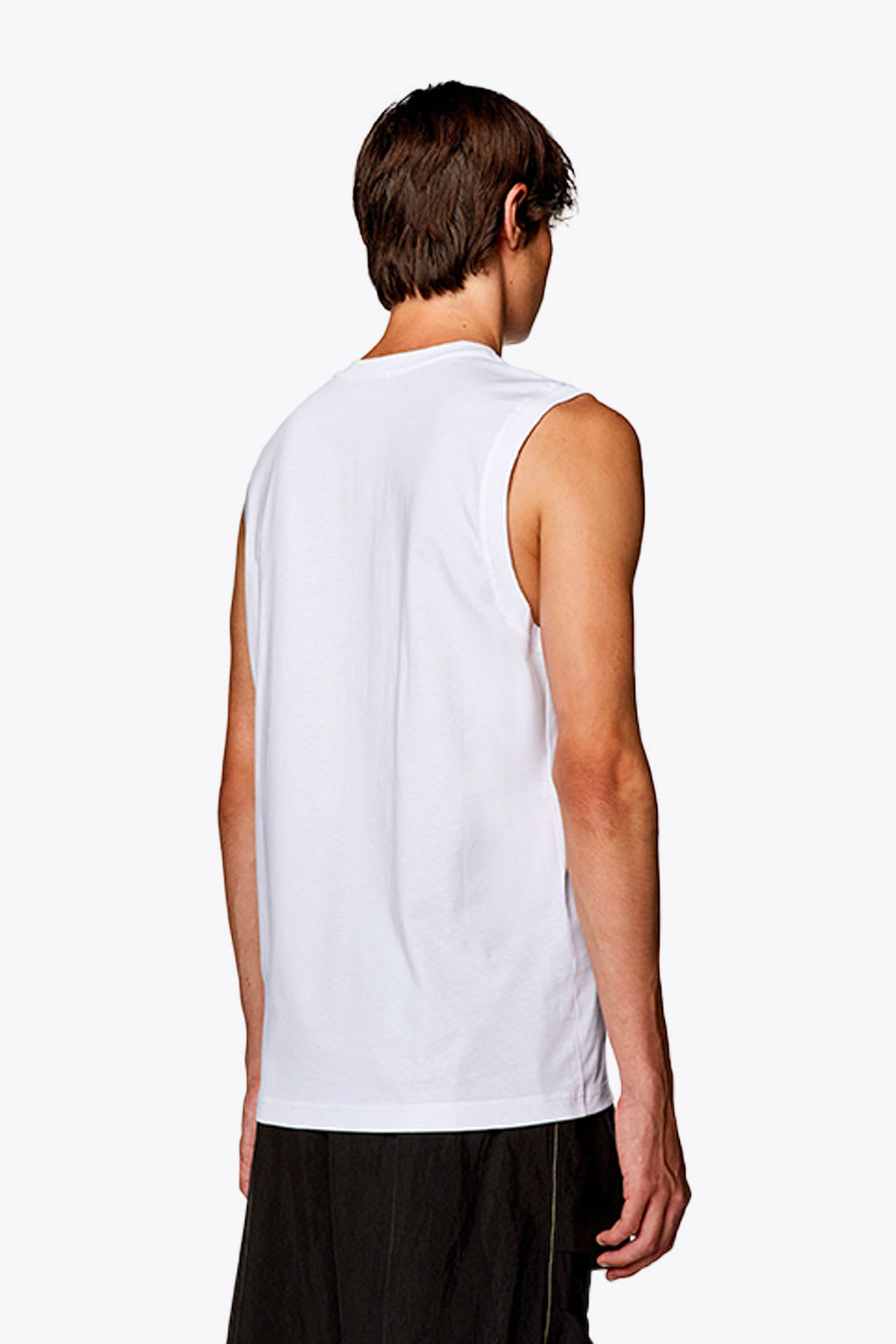 Shop Diesel T-isco-div White Sleeveless T-shirt With Maxi Logo Embroidery - T Isco Div In Bianco