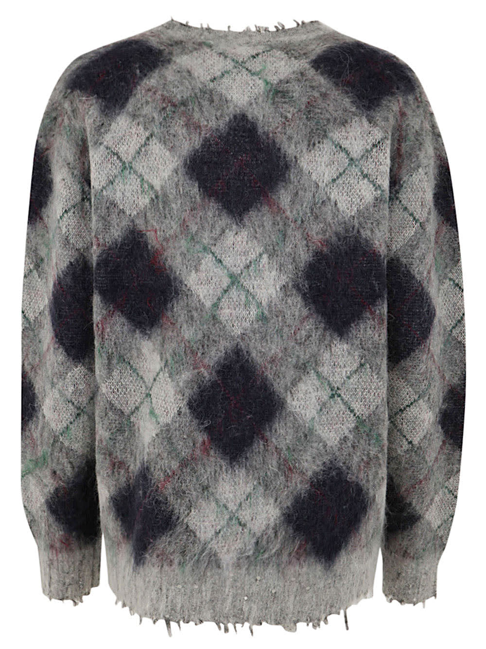 R13 FLUFFY PLAID OVERSIZED DISTRESSED EDGE CARDIGAN